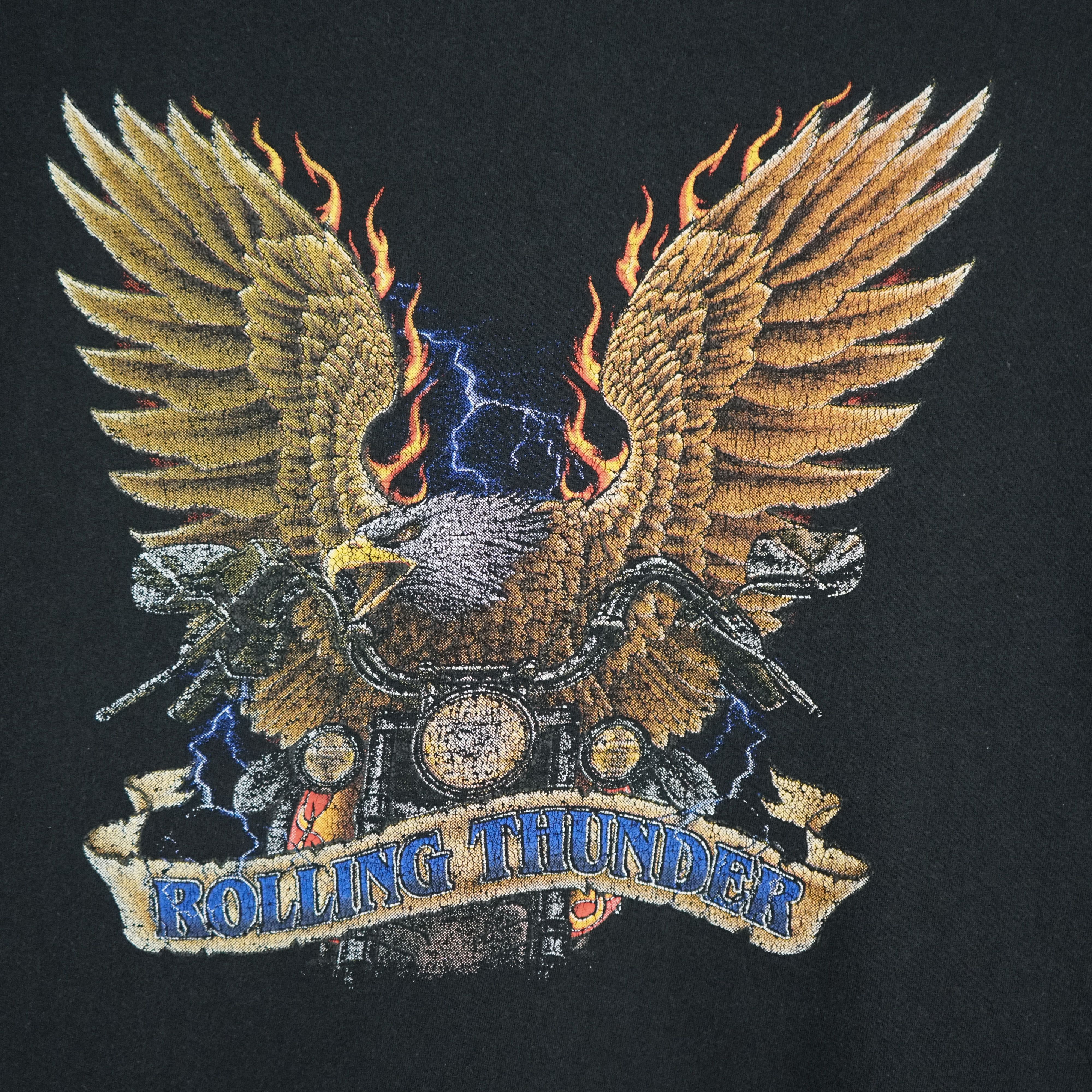 Harley Davidson × Vintage Vintage Rolling Thuder t shirt 1990s Size US XL / EU 56 / 4 - 2 Thumbnail