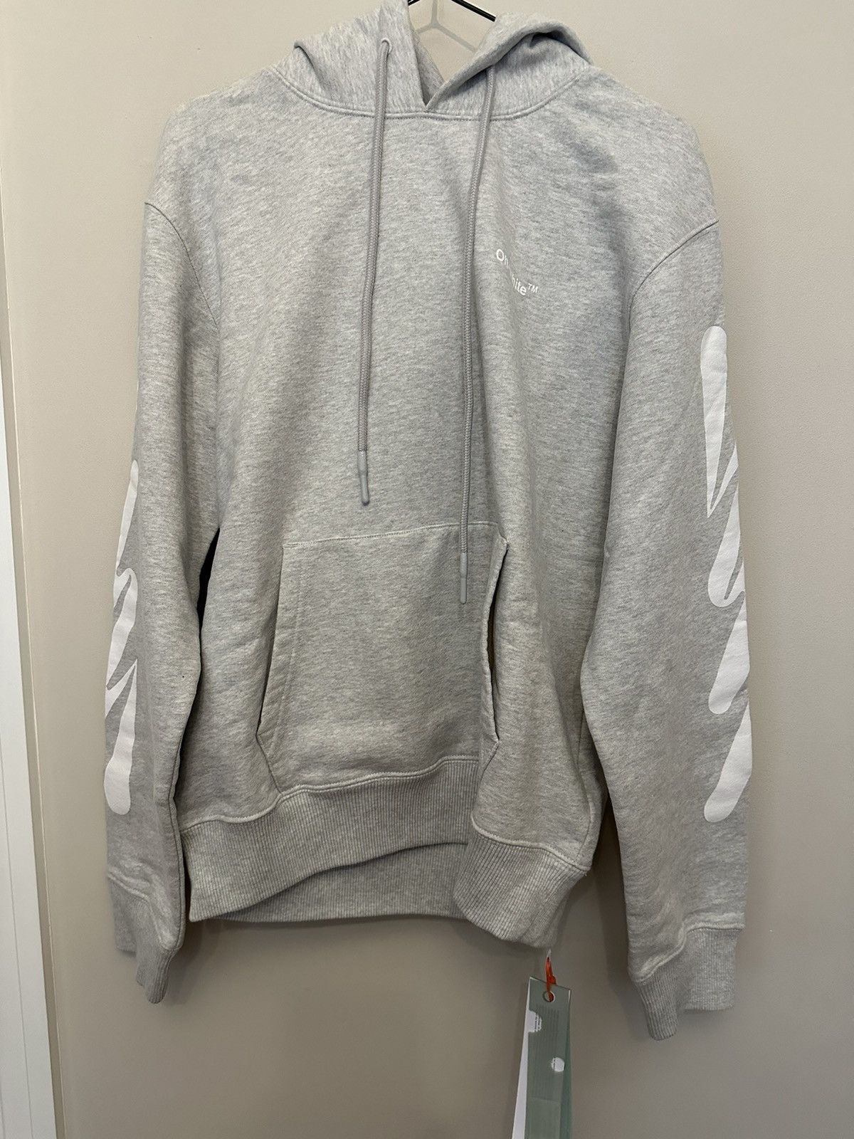 image of Off White Wave Diag Print Hoodie in Grey, Men's (Size Small)