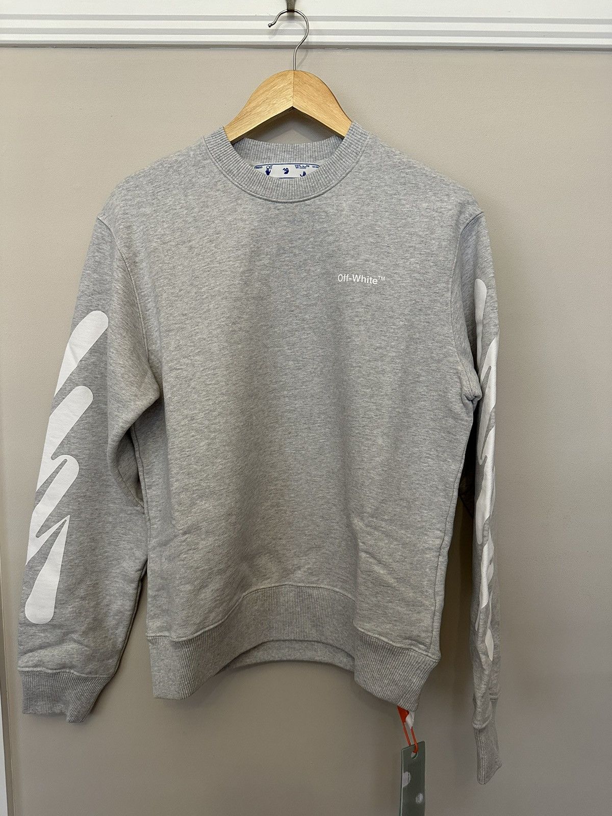 image of Off White Wave Diag Print Sweatshirt in Grey, Men's (Size Small)