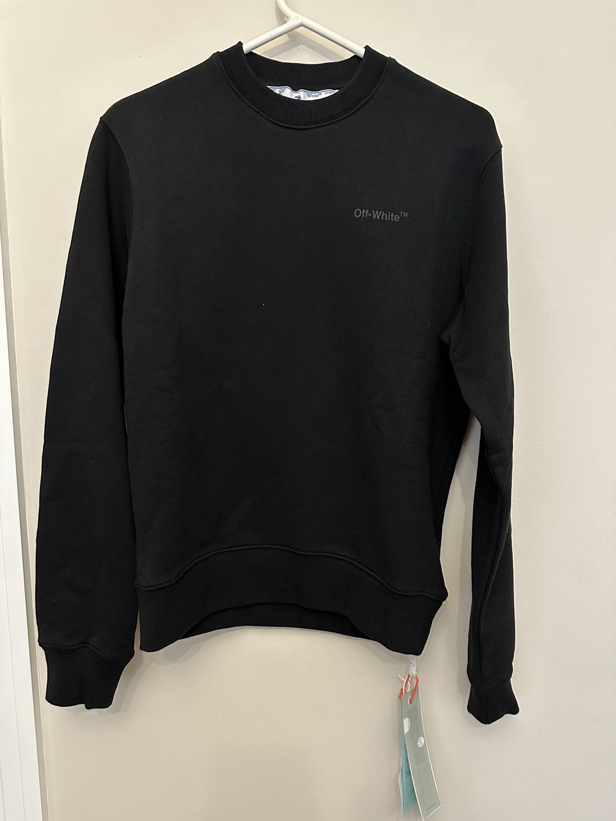 image of Off White Diag Tab Slim Sweatshirt in Black, Men's (Size XS)