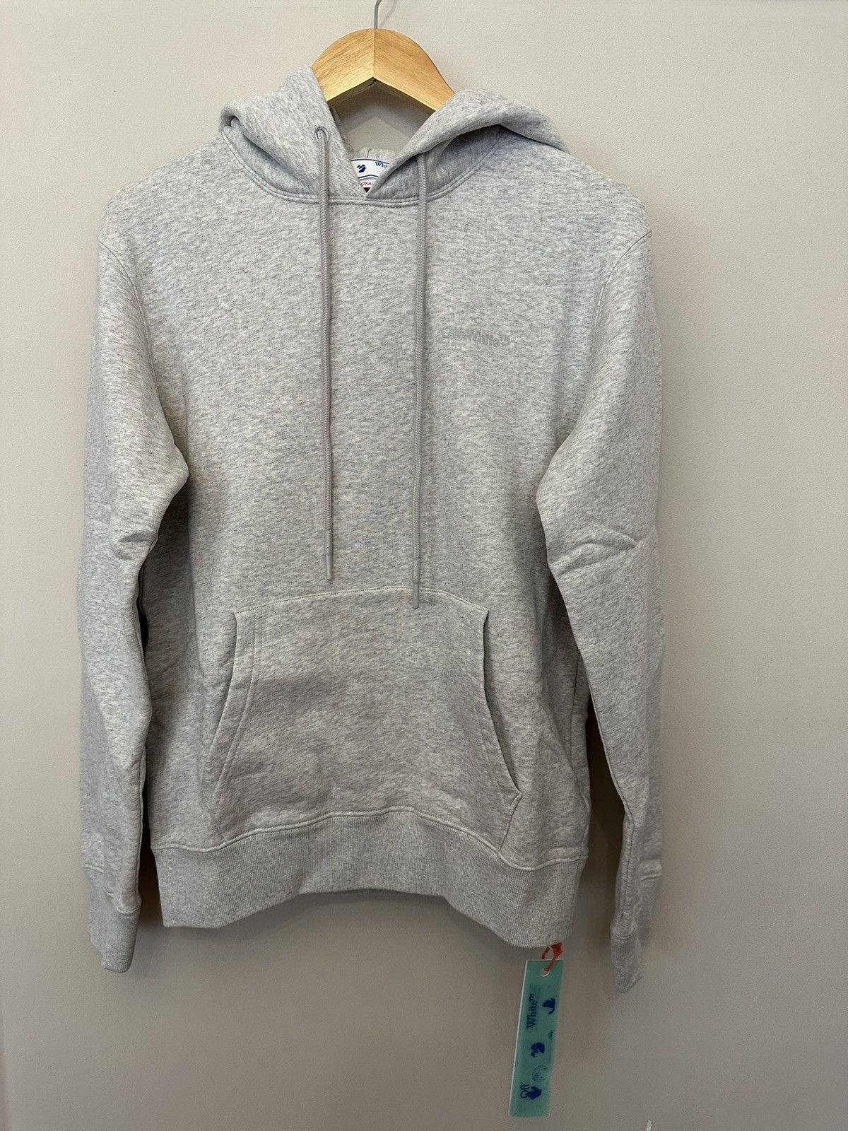 image of Off White Diag Tab Hoodie in Grey, Men's (Size XS)