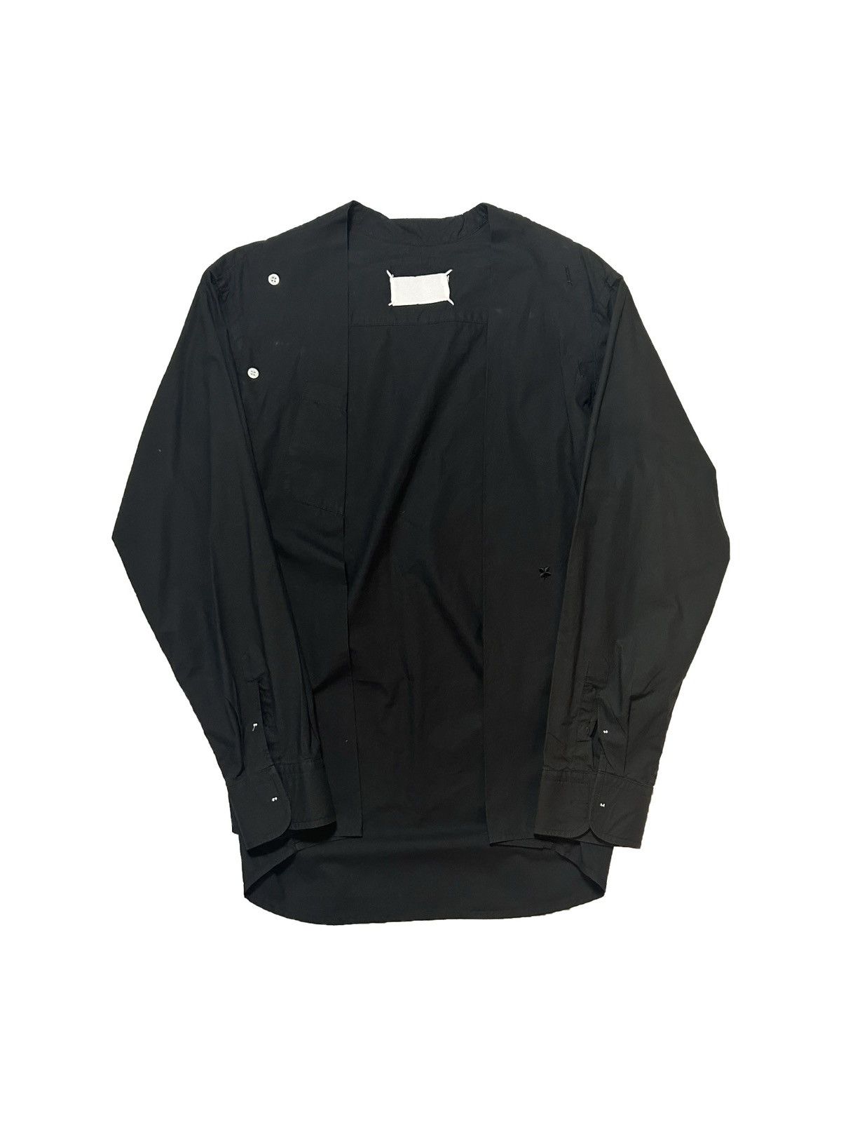 image of Maison Margiela Artisanal ‘01 Clover Reconstructed Button Up in Black, Men's (Size Medium)