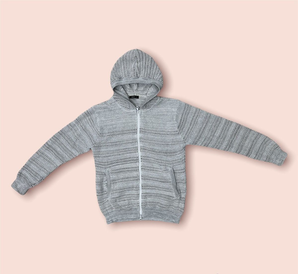 Aran Isles Knitwear × Comme Ca Ism × Vintage RARE DESIGN DOUBLE KNITTED CROCHET MESH LAYER HOODED JACKET Size US M / EU 48-50 / 2 - 5 Thumbnail