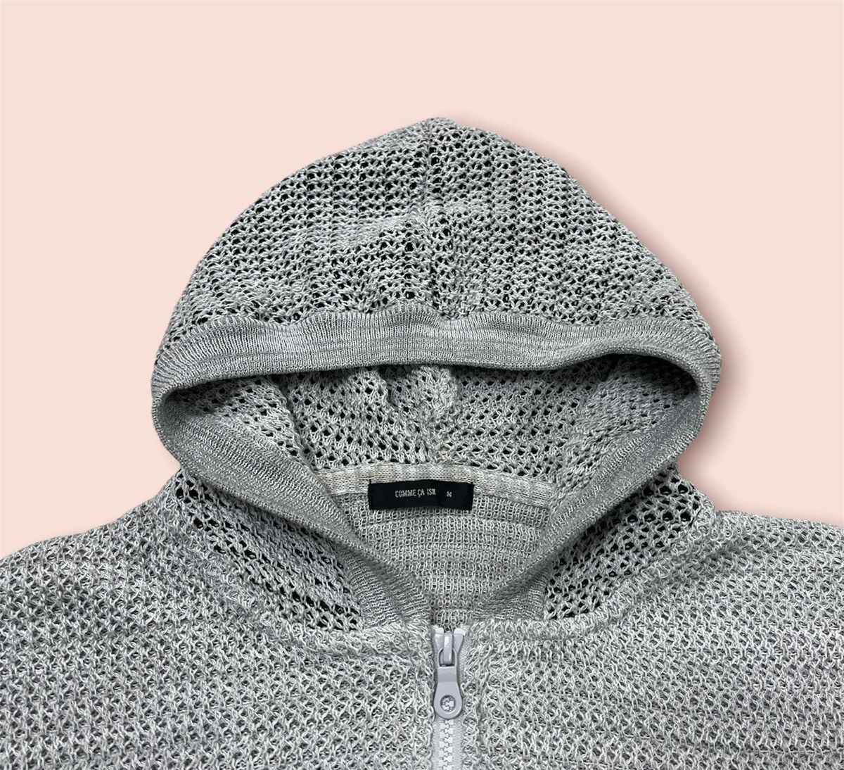 Aran Isles Knitwear × Comme Ca Ism × Vintage RARE DESIGN DOUBLE KNITTED CROCHET MESH LAYER HOODED JACKET Size US M / EU 48-50 / 2 - 2 Thumbnail