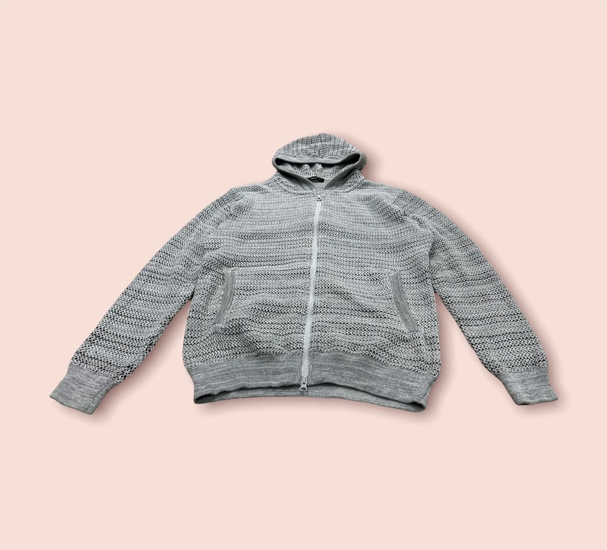Aran Isles Knitwear × Comme Ca Ism × Vintage RARE DESIGN DOUBLE KNITTED CROCHET MESH LAYER HOODED JACKET Size US M / EU 48-50 / 2 - 10 Thumbnail