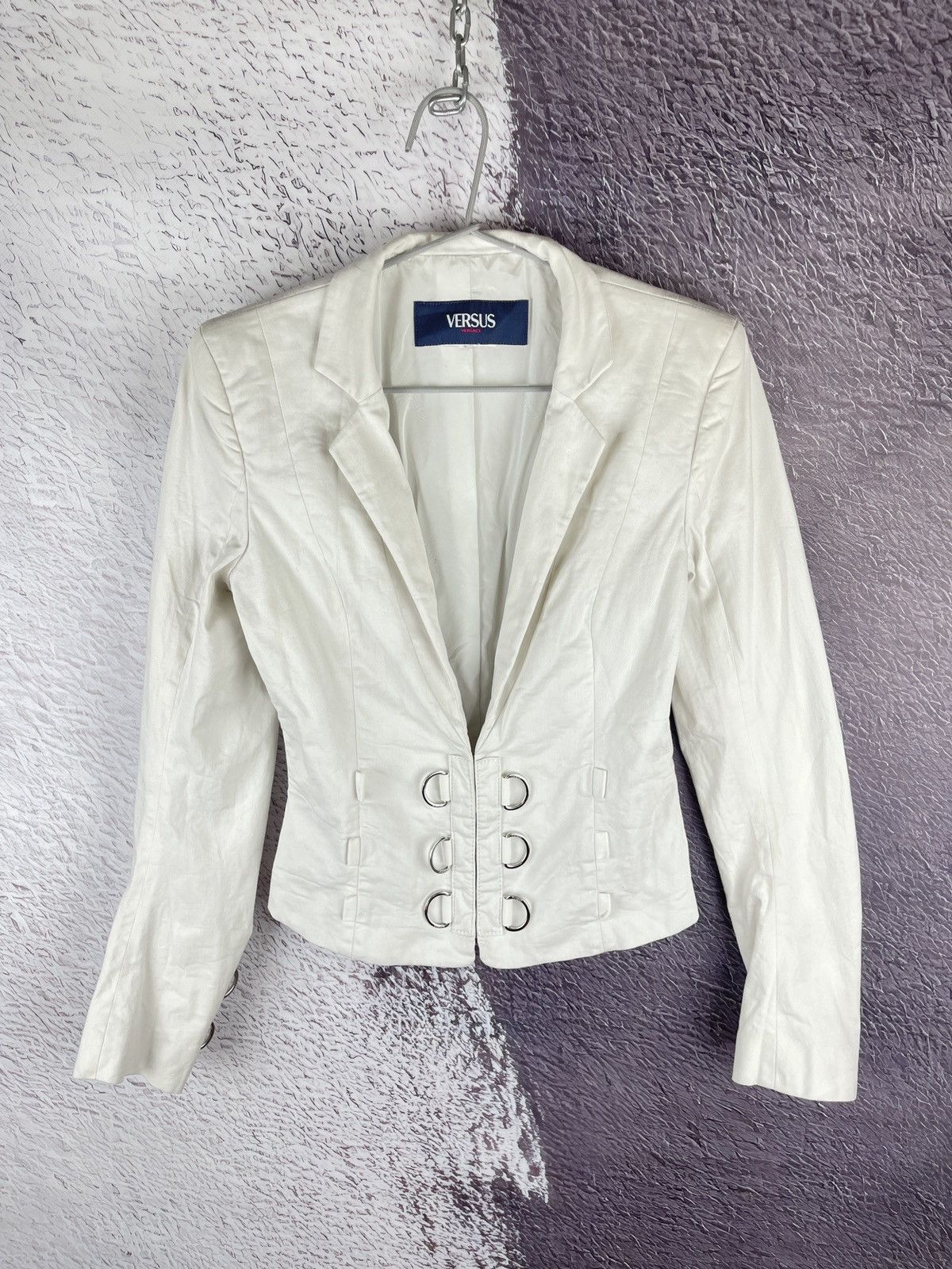 Versus Versace Versus Versace white button blazer jacket buckle back Size XS / US 0-2 / IT 36-38 - 1 Thumbnail
