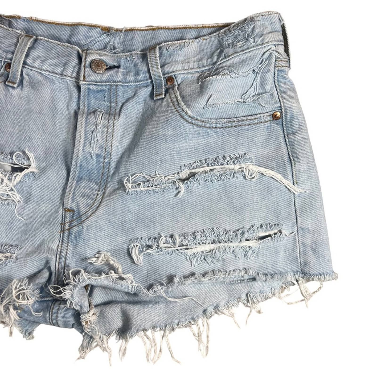 Levi s Levi s 501 Light Wash Heavily Distressed Cut Off Shorts Grailed