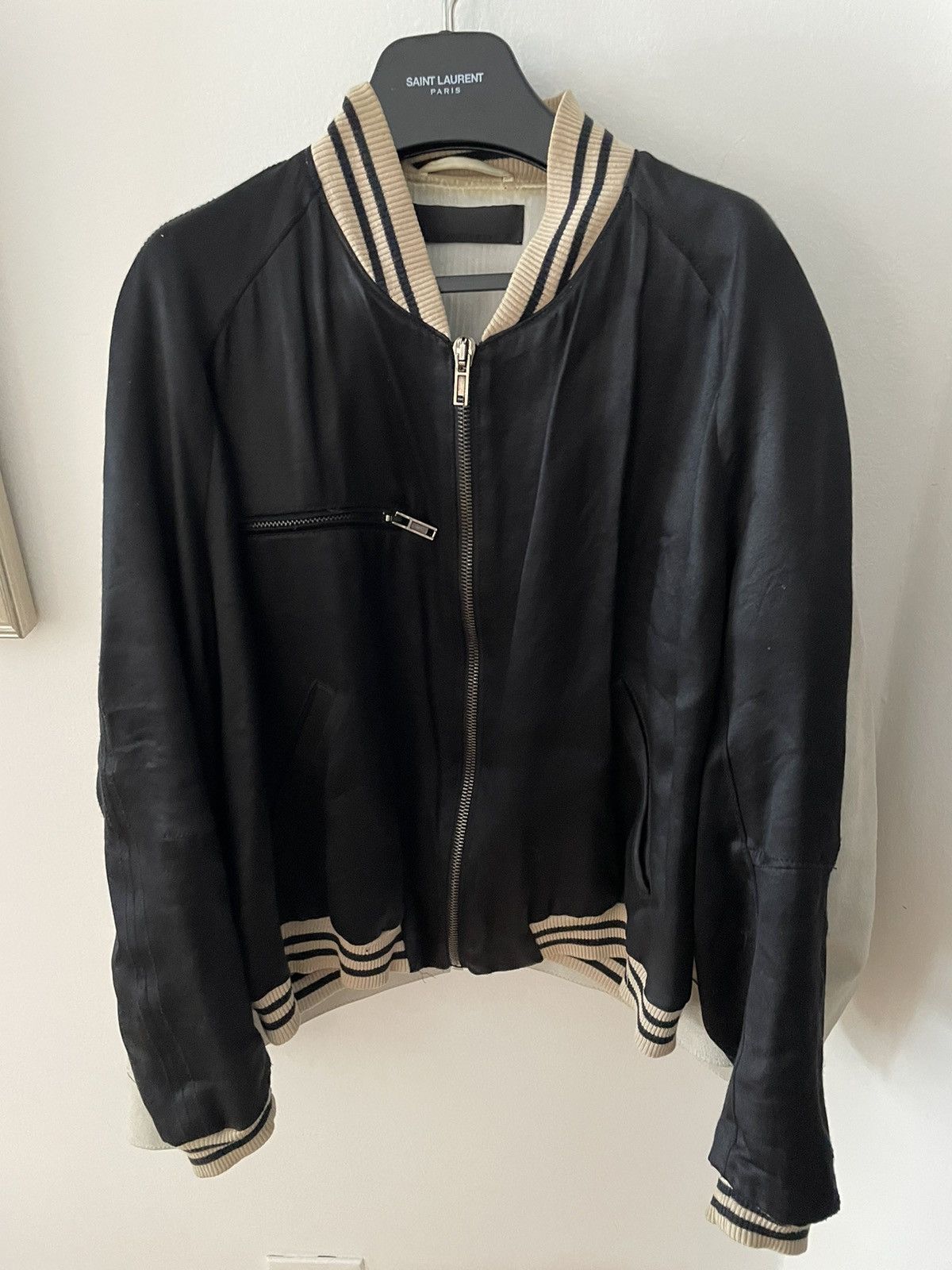 image of Haider Ackermann Og 2015 Black Satin Bomber, Men's (Size Medium)