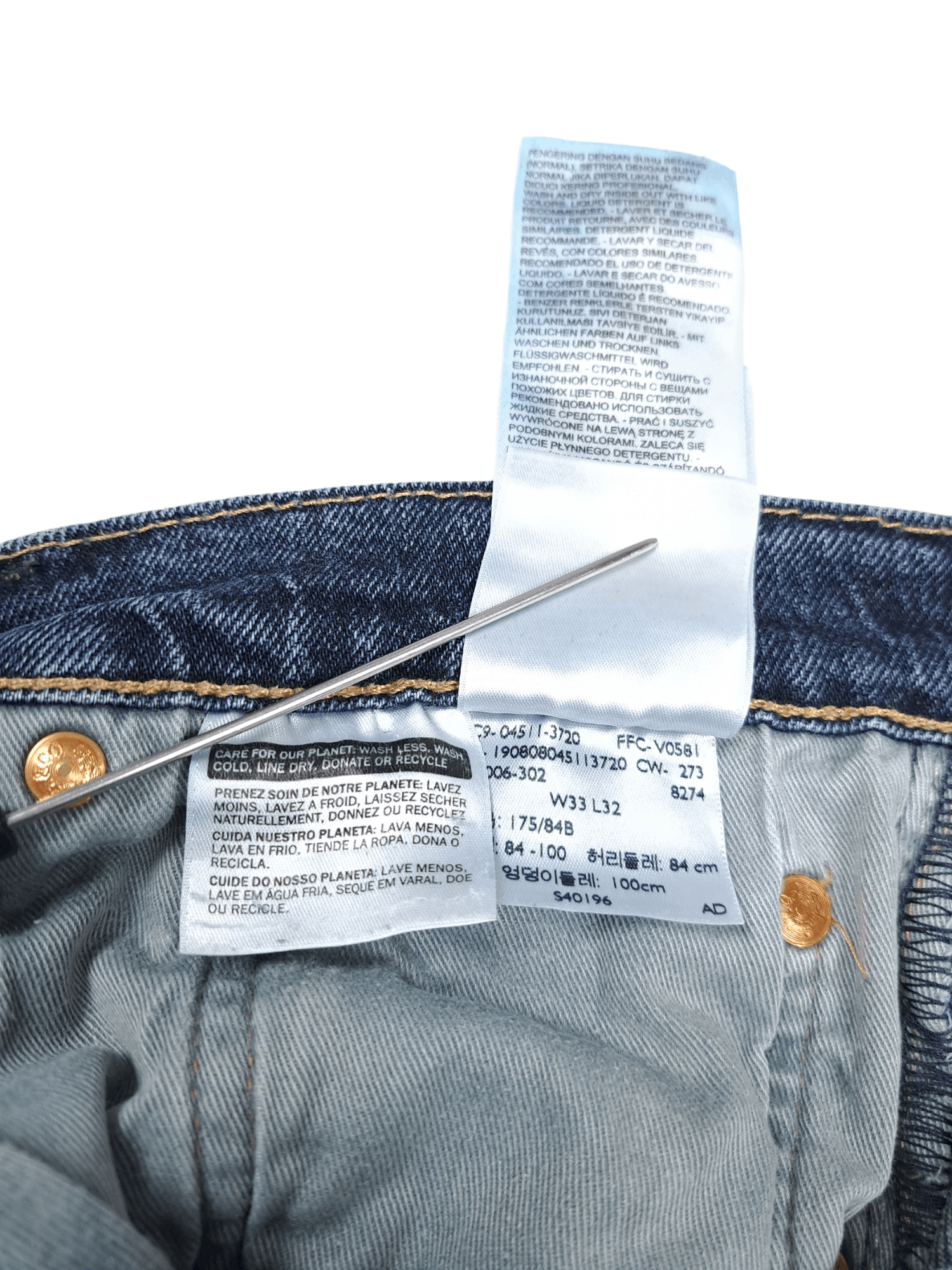Levi's 💎 Levi's 511 Premium 33/32 Washed Blue Ripped Denim Jeans Size US 33 - 5 Thumbnail