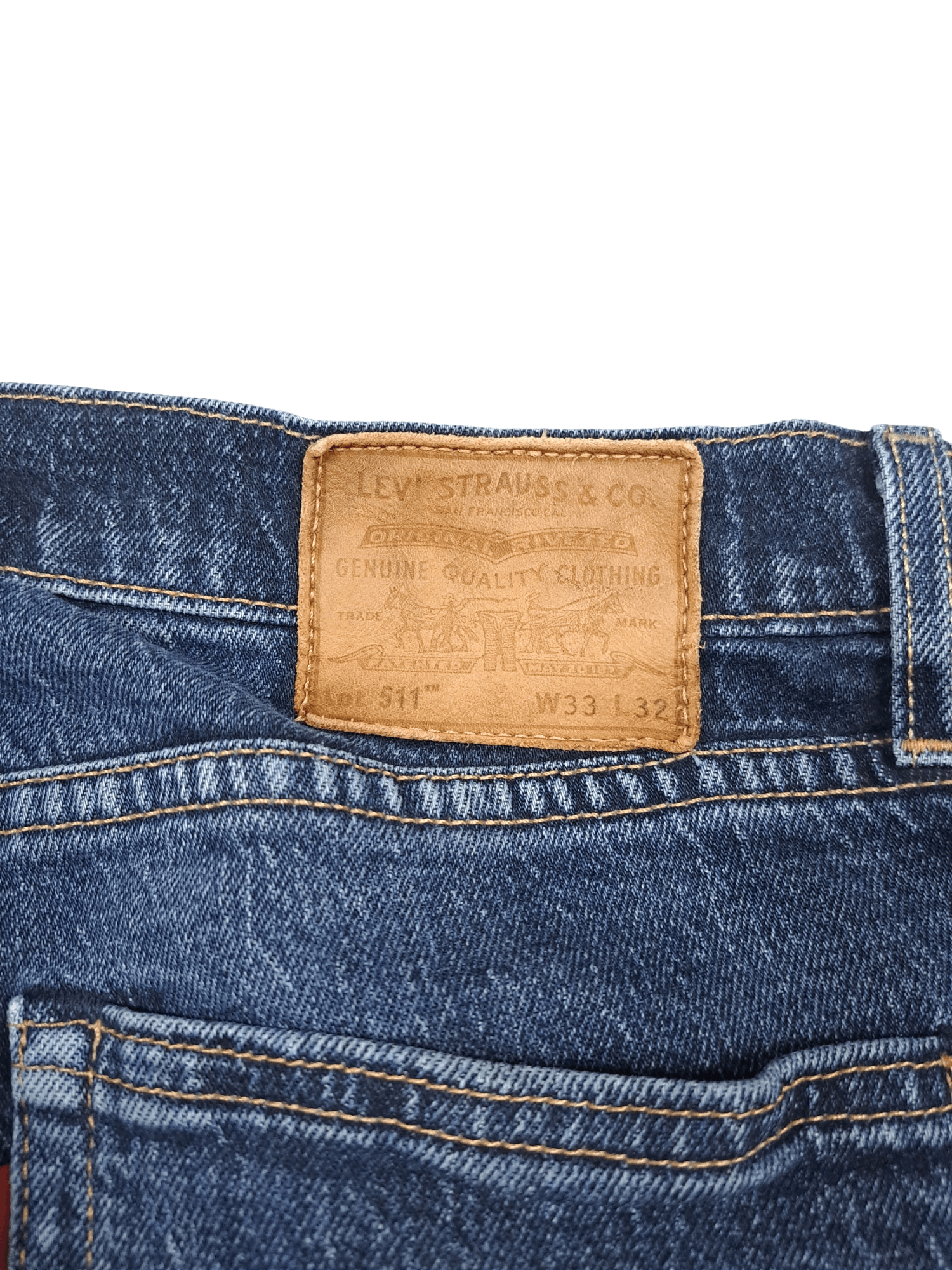 Levi's 💎 Levi's 511 Premium 33/32 Washed Blue Ripped Denim Jeans Size US 33 - 3 Thumbnail