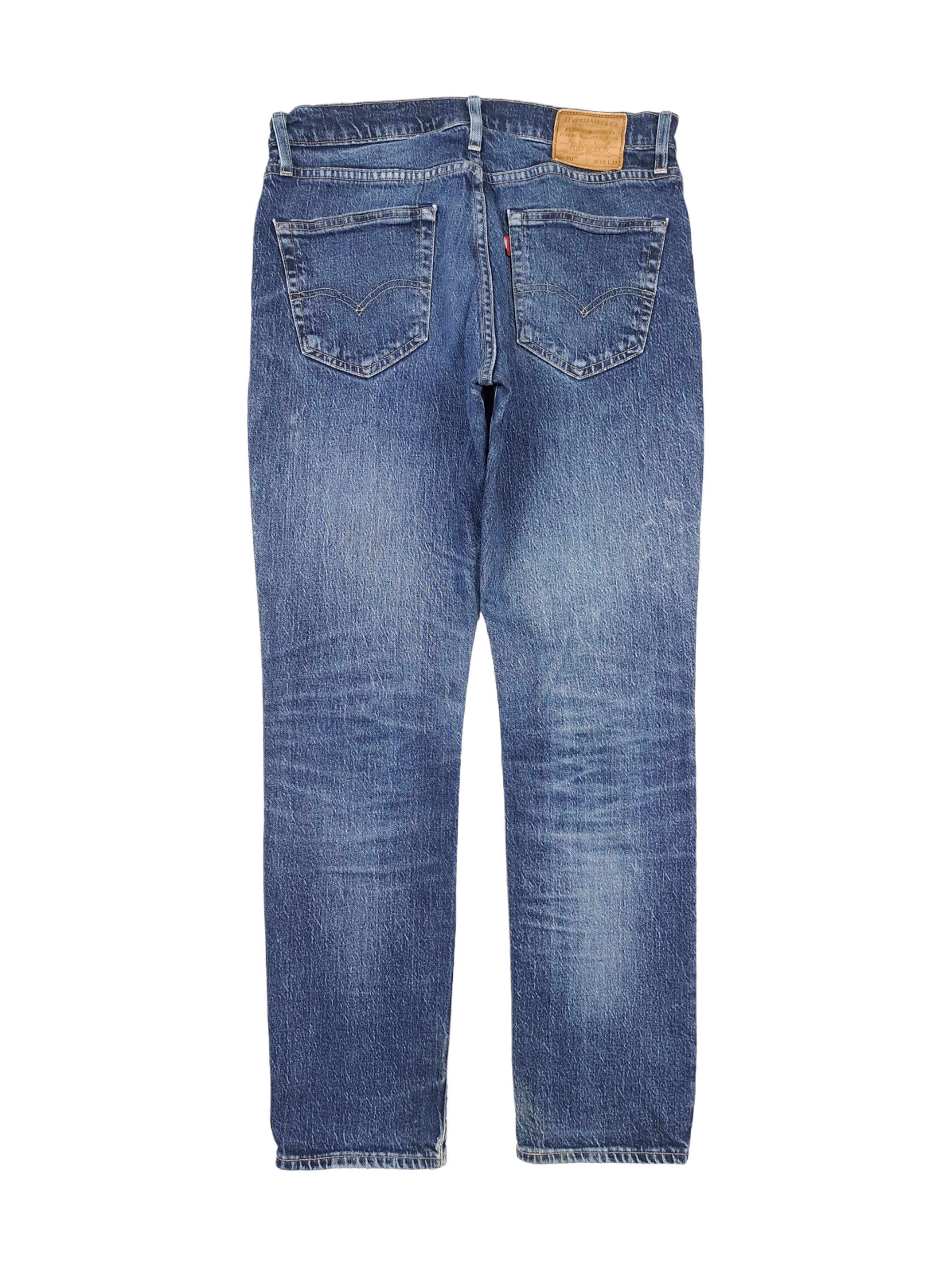 Levi's 💎 Levi's 511 Premium 33/32 Washed Blue Ripped Denim Jeans Size US 33 - 2 Thumbnail