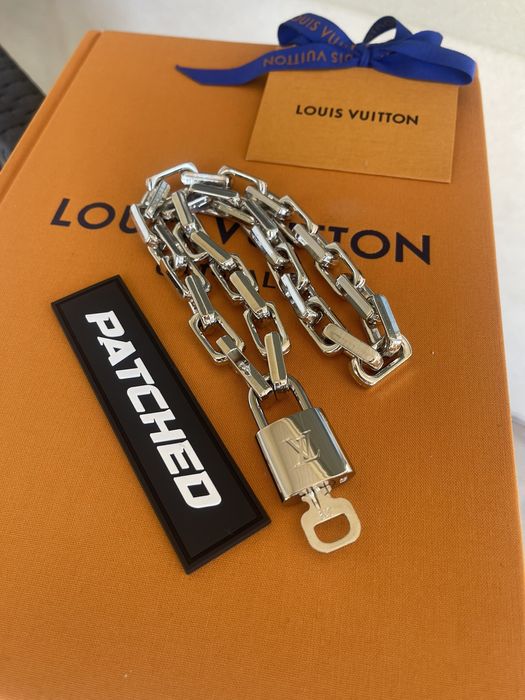 Louis Vuitton Authentic Padlock Cuban Link Necklace Lock & Key free LV box