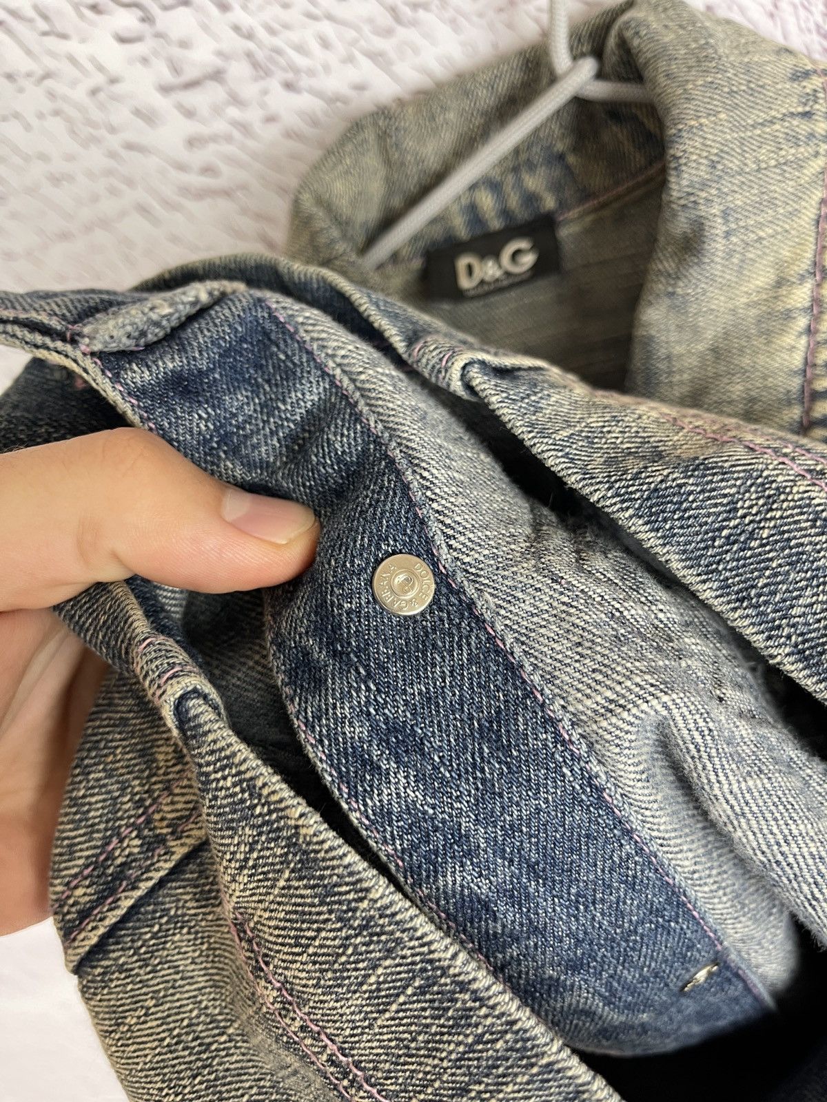 Dolce & Gabbana Dolce & Gabbaba vintage pink mint faded denim jacket Size S / US 4 / IT 40 - 14 Thumbnail