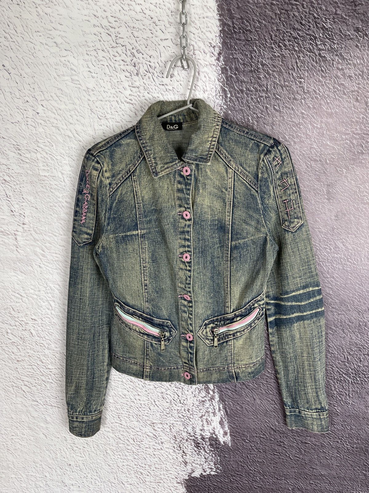 Dolce & Gabbana Dolce & Gabbaba vintage pink mint faded denim jacket Size S / US 4 / IT 40 - 1 Thumbnail