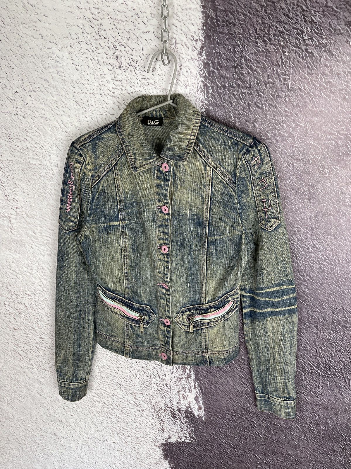 Dolce & Gabbana Dolce & Gabbaba vintage pink mint faded denim jacket Size S / US 4 / IT 40 - 2 Thumbnail