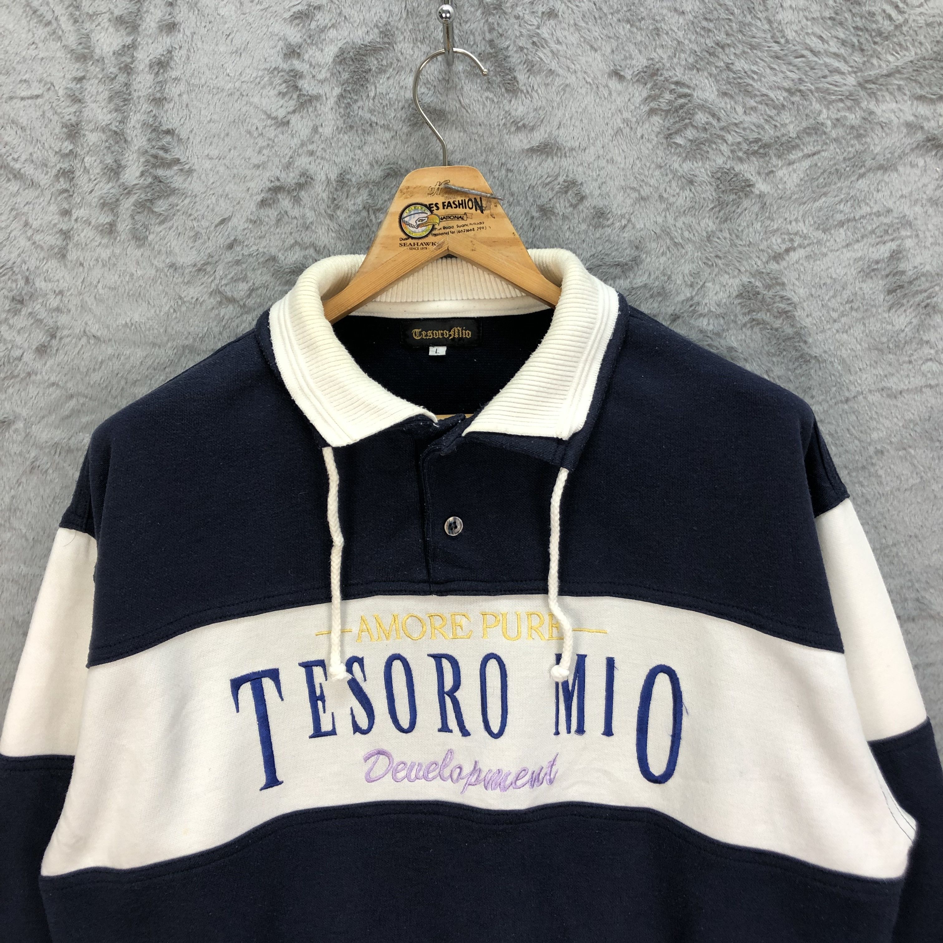 Japanese Brand TESORO MIO Big Logo Colorblock Sweatshirts #5037-26 Size US L / EU 52-54 / 3 - 2 Thumbnail