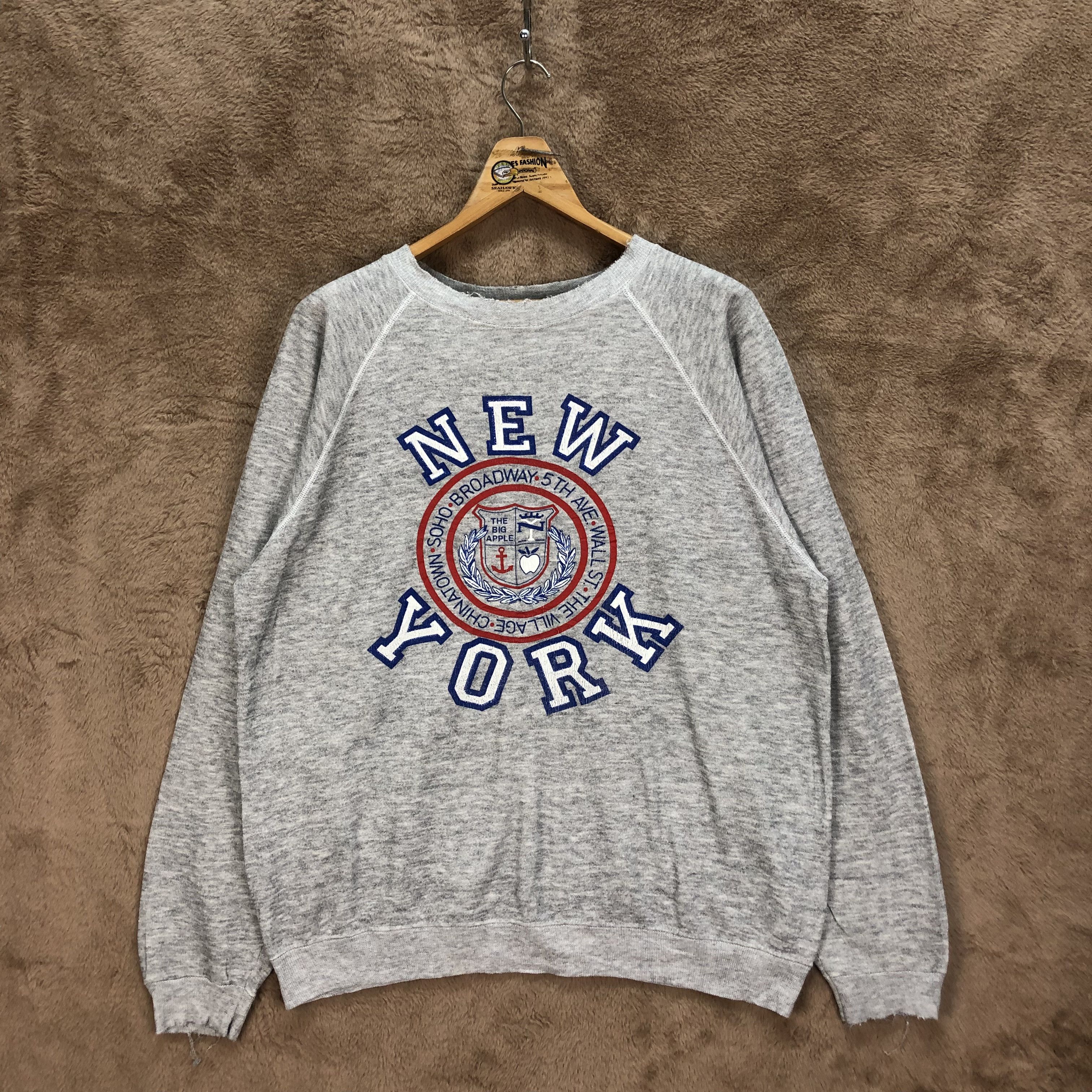 Hanes VINTAGE 90's NEW YORK CITY MADE IN USA SWEATSHIRT #5259-178 Size US XL / EU 56 / 4 - 1 Thumbnail