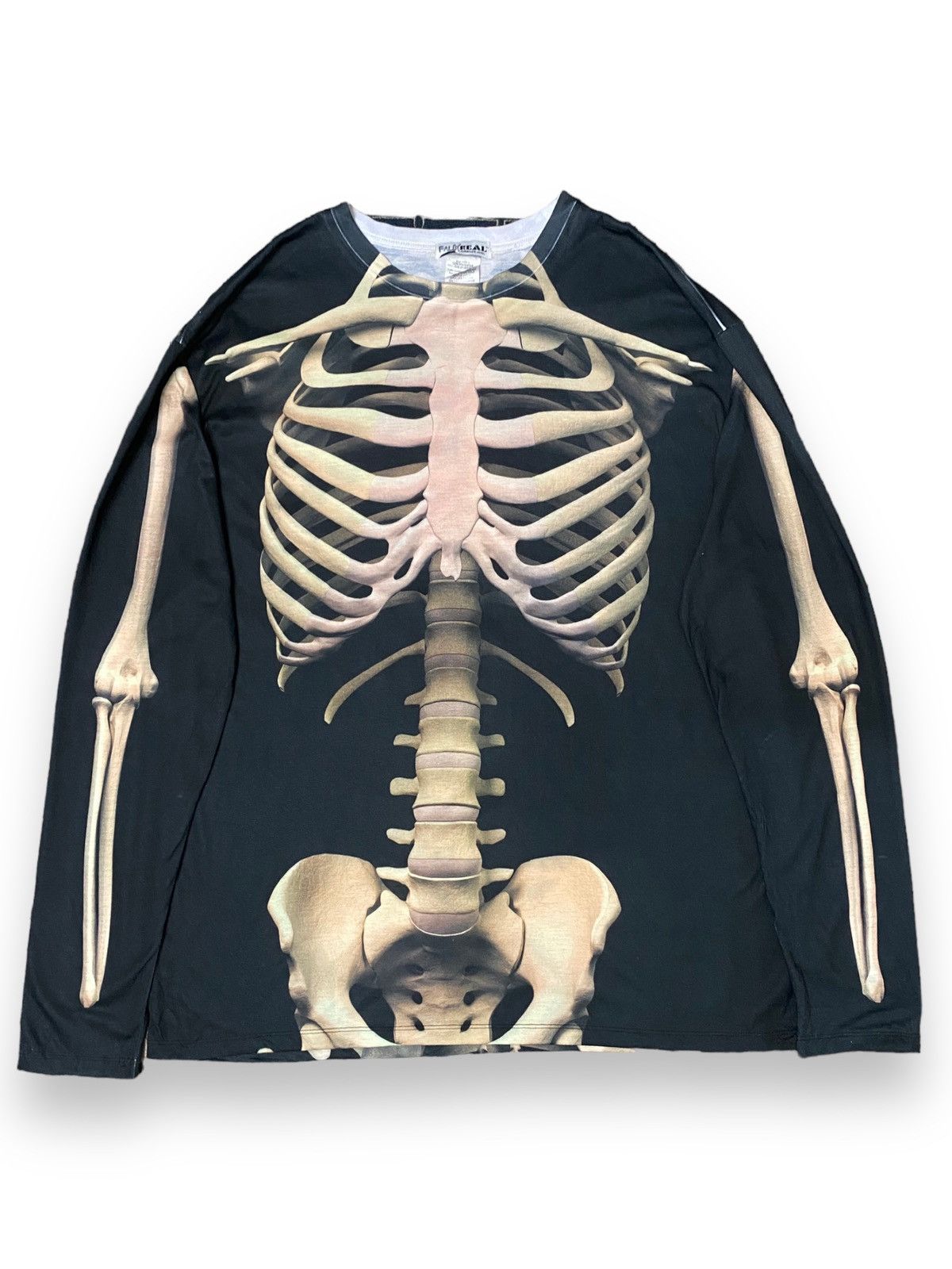 image of 20471120 x Avant Garde Japan Designer Fauxreal Skeleton Fullprint Front Backsid in Black (Size XL)