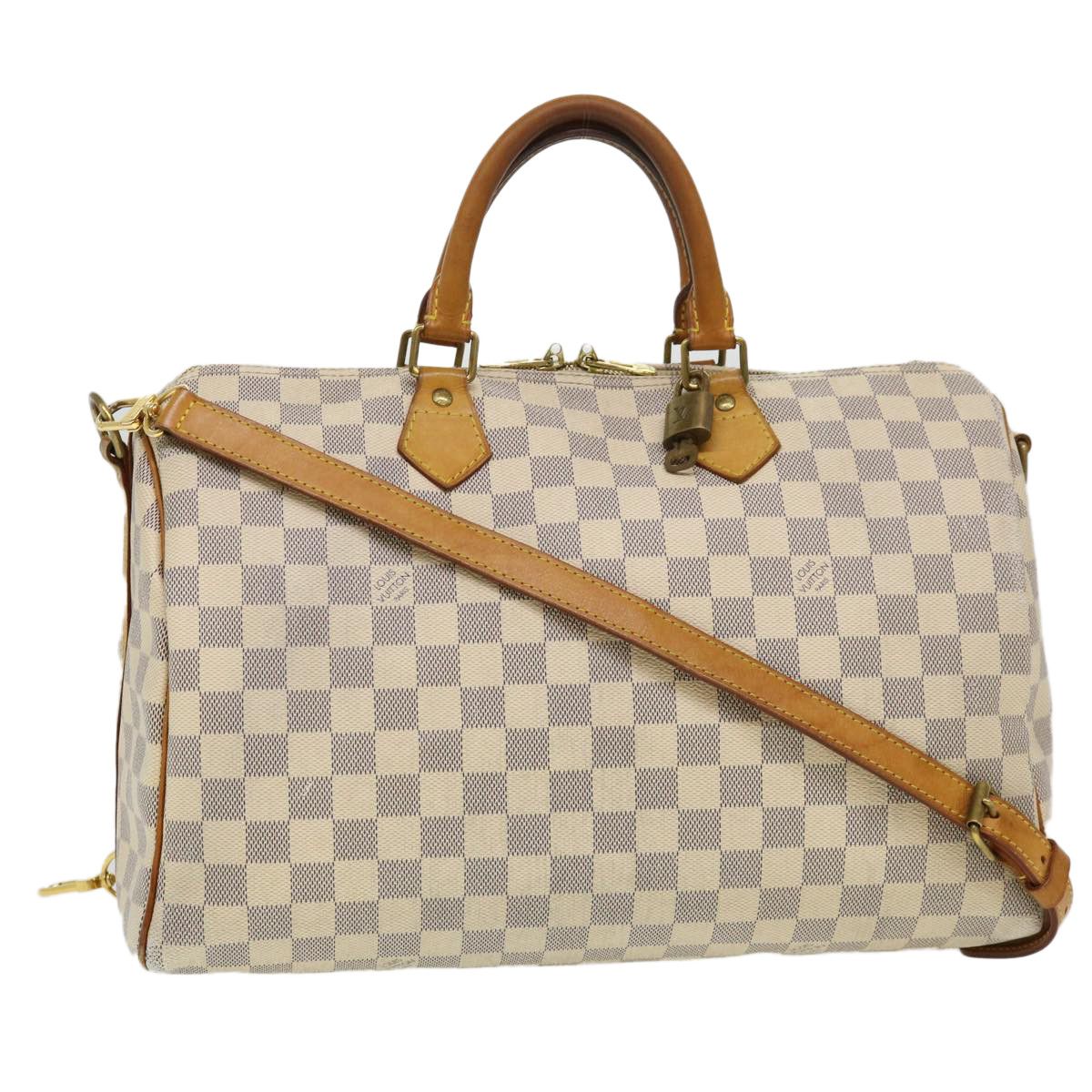 LOUIS VUITTON Monogram Empreinte Speedy Bandouliere 30 Bag White LV Auth  ai640