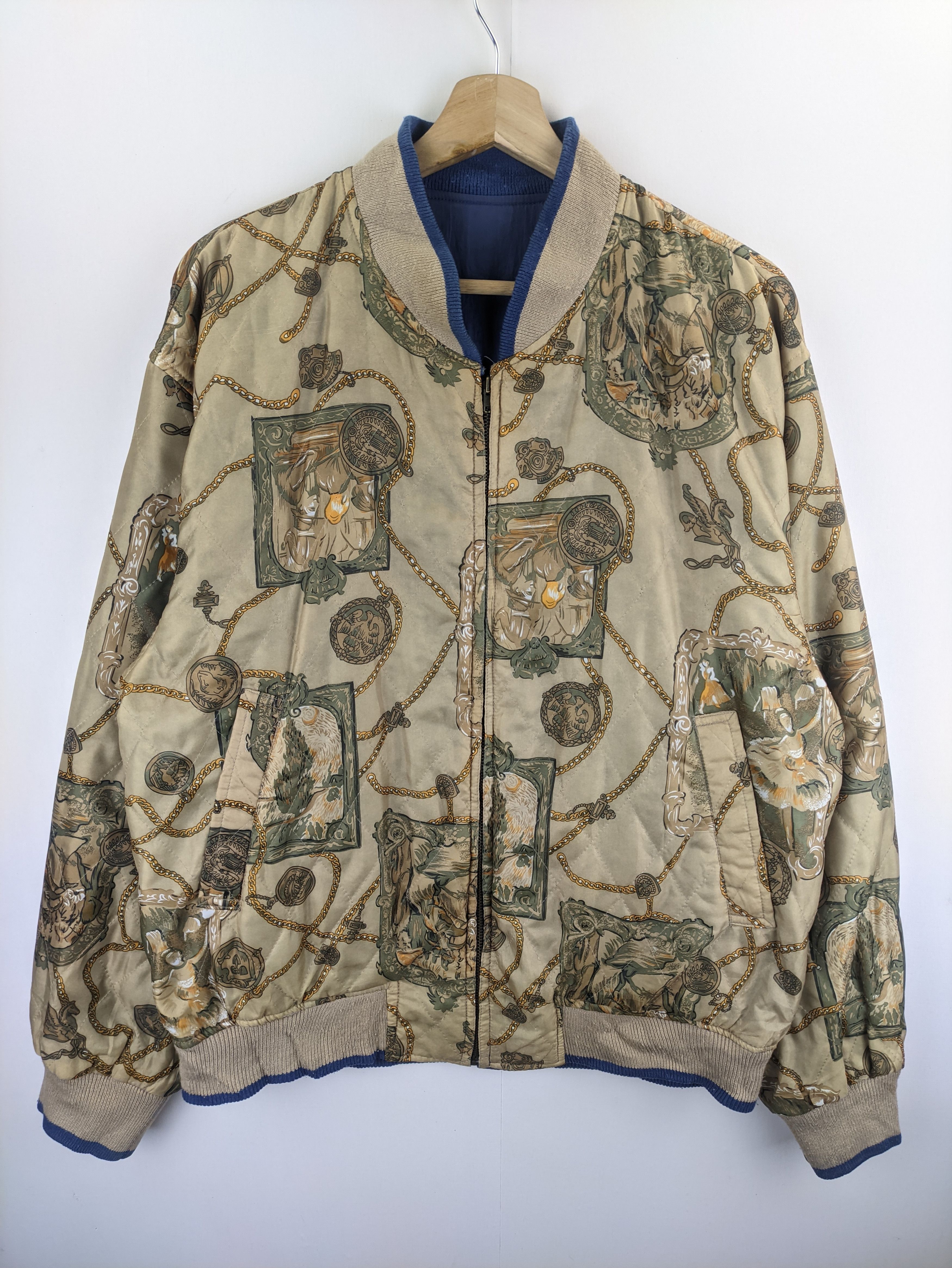 image of StealsVintage Jacket Reversible Celine Style By Patrizo in Blue/Gold, Men's (Size Large)