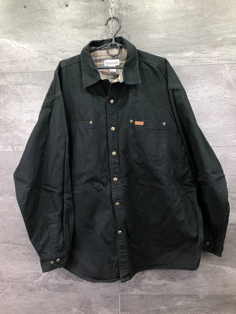 Carhartt Mens Vintage Carhartt Black Plaid Canvas Overshirt Jacket Size US XL / EU 56 / 4 - 1 Thumbnail