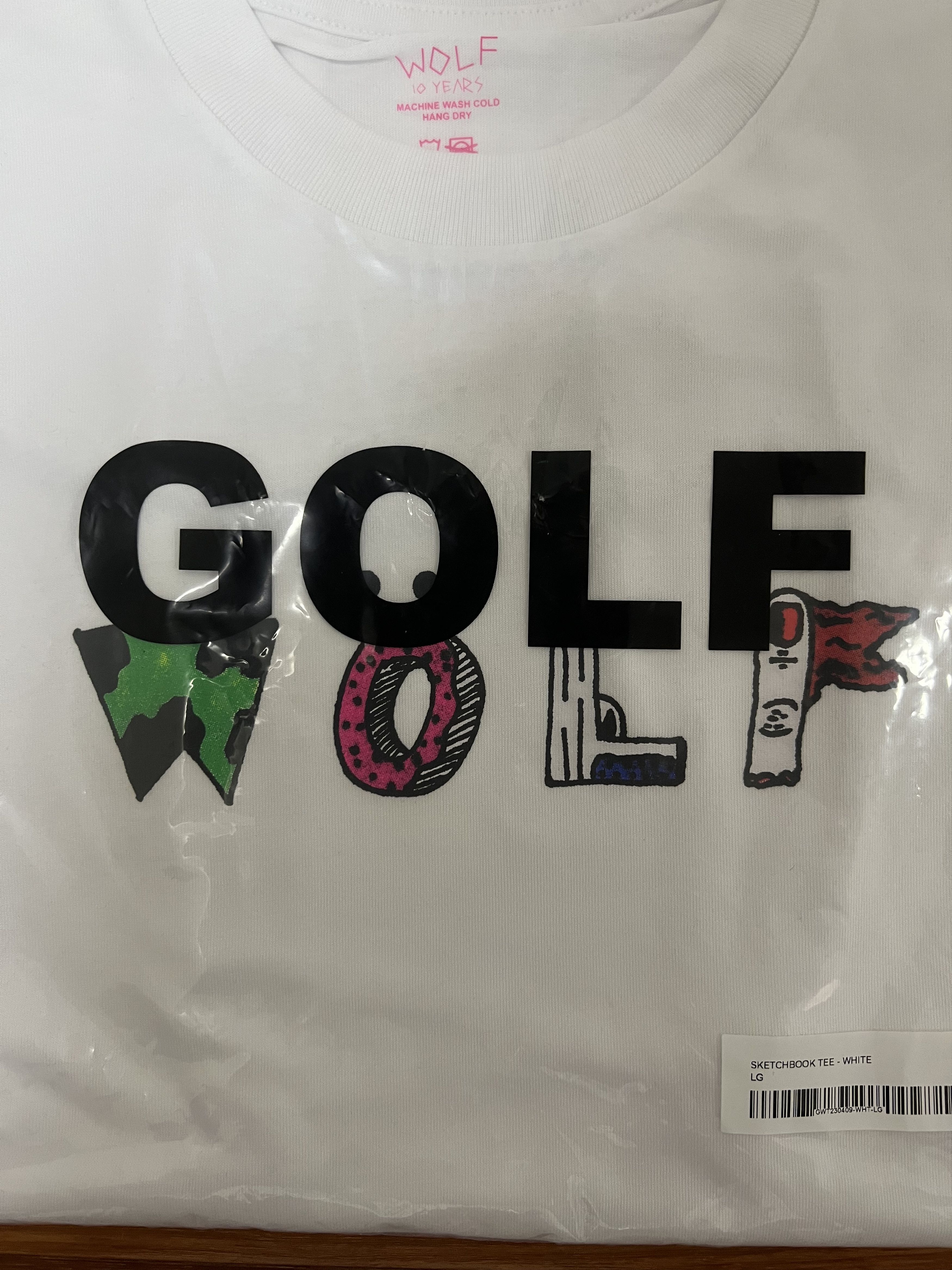 Golf Wang × Tyler The Creator 💚 Golf Wang Wolf Sketchbook Tee White Large NEW Size US L / EU 52-54 / 3 - 7 Thumbnail