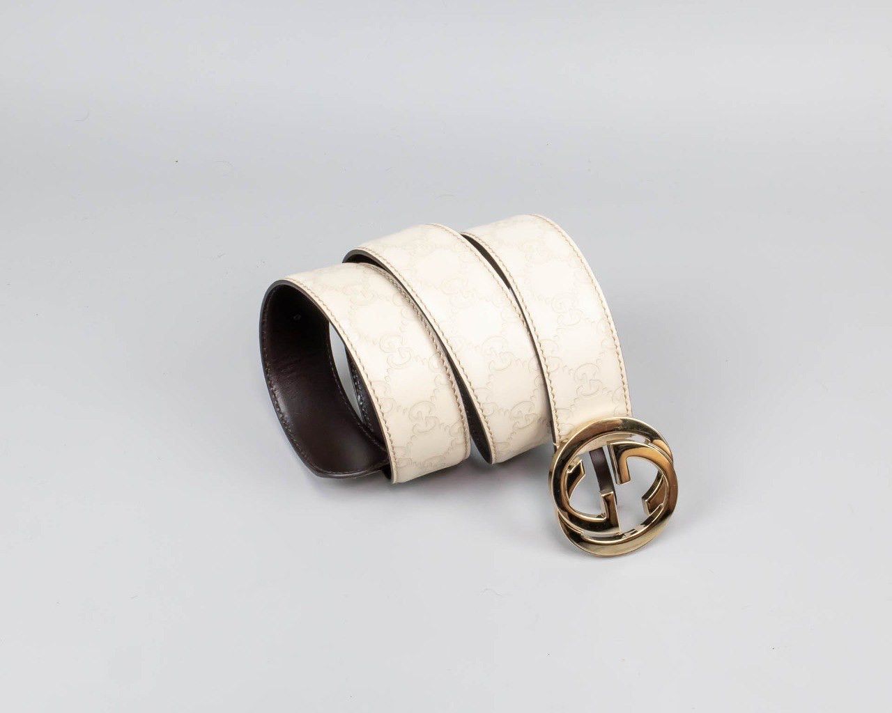 Gucci Cream Guccissima belt