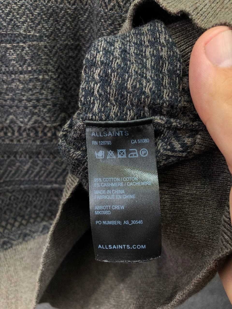 Allsaints Mens Allsaints Sweatshirt Geometric Slim Size US XS / EU 42 / 0 - 7 Thumbnail