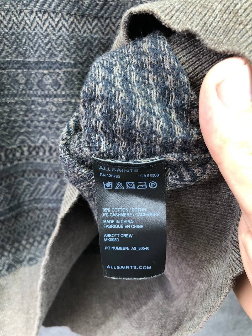 Allsaints Mens Allsaints Sweatshirt Geometric Slim Size US XS / EU 42 / 0 - 6 Thumbnail