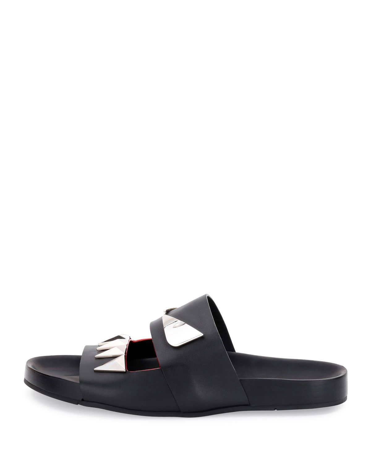 Fendi Fendi Monster Metal Double-Strap Slide, Black Size US 9 / EU 42 - 7 Thumbnail