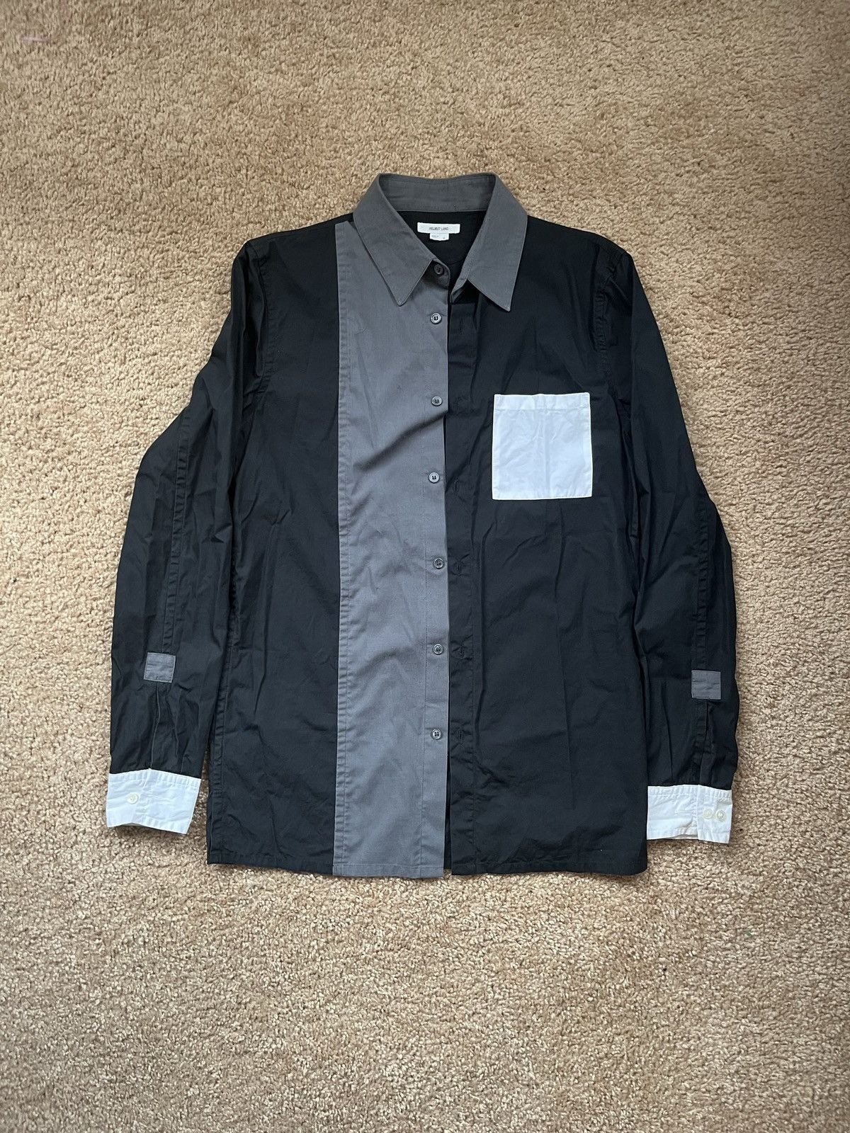 Helmut Lang Helmut lang color block button down shirt black grey | Grailed