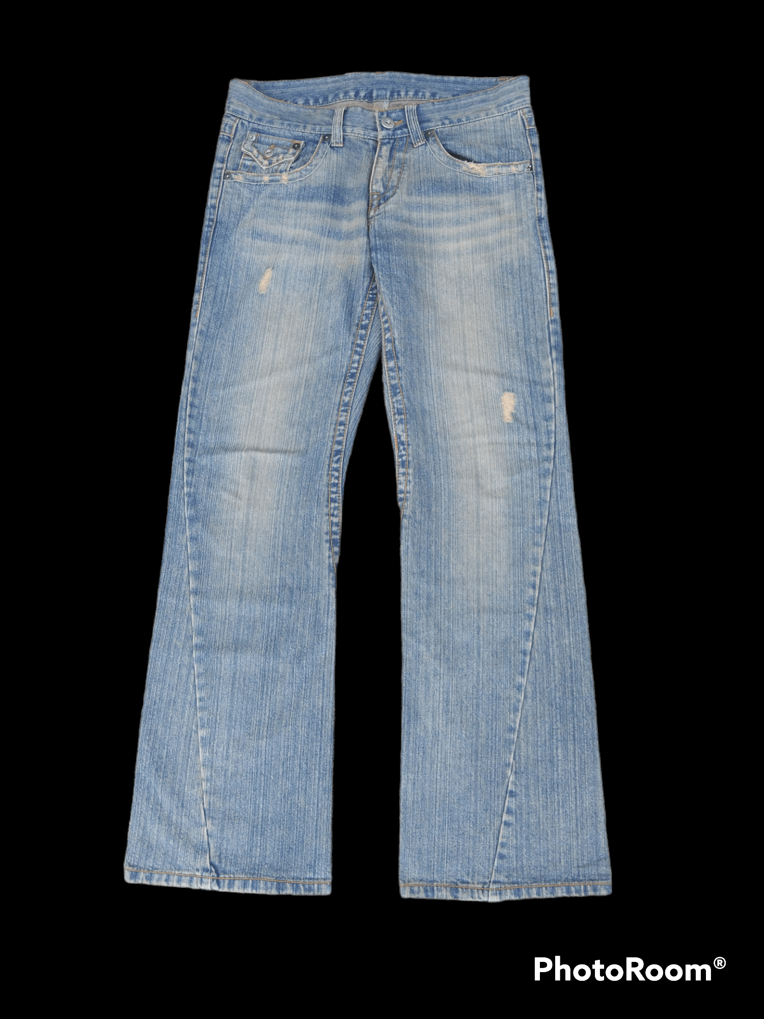 Japanese Brand FLARE TWIST🔥DISTRESSED UNBRAND DENIM PANTS Size US 31 - 1 Thumbnail
