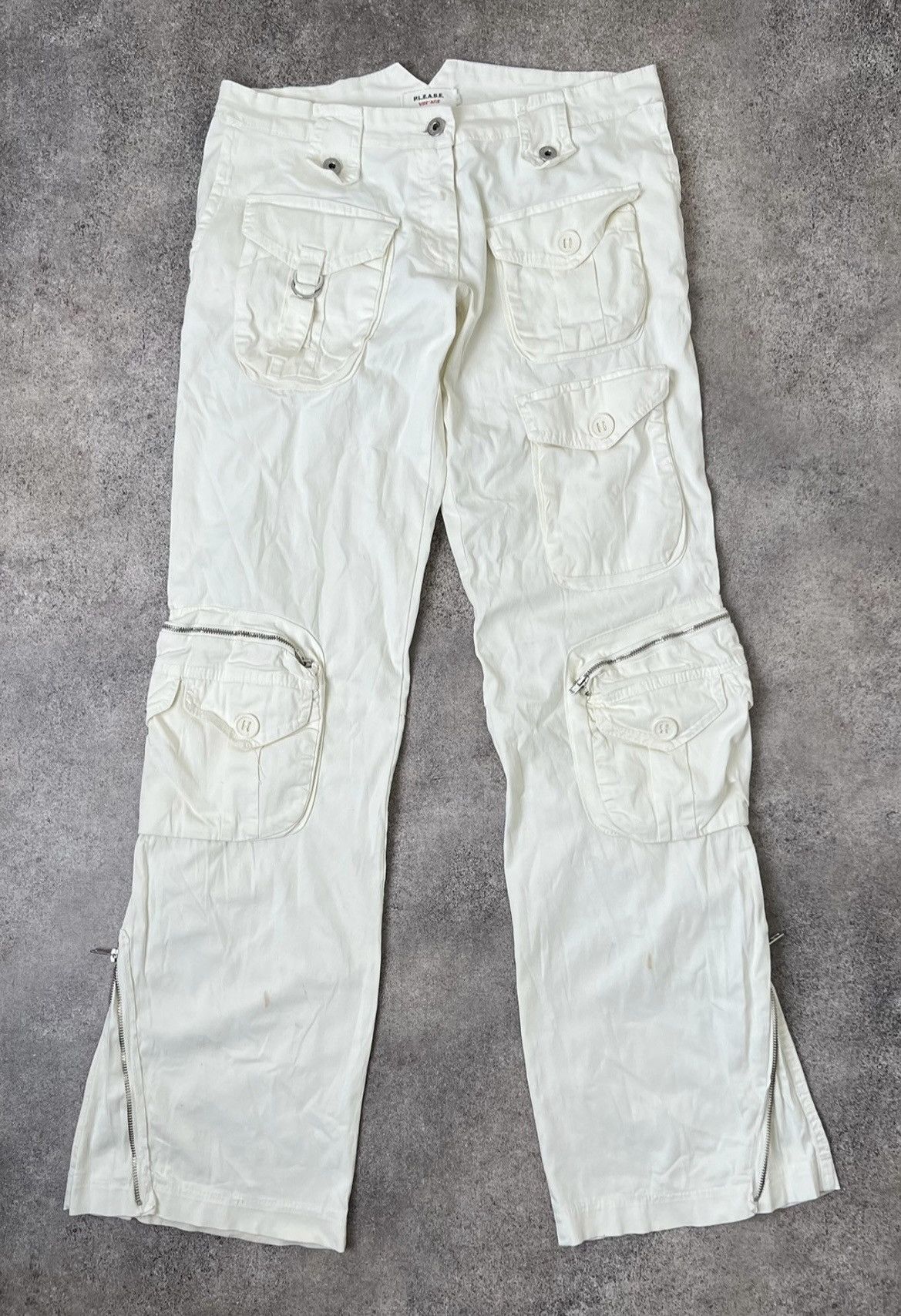 image of If Six Was Nine x Vintage Japanese Cargo Flare Pants in White, Men's (Size 32)
