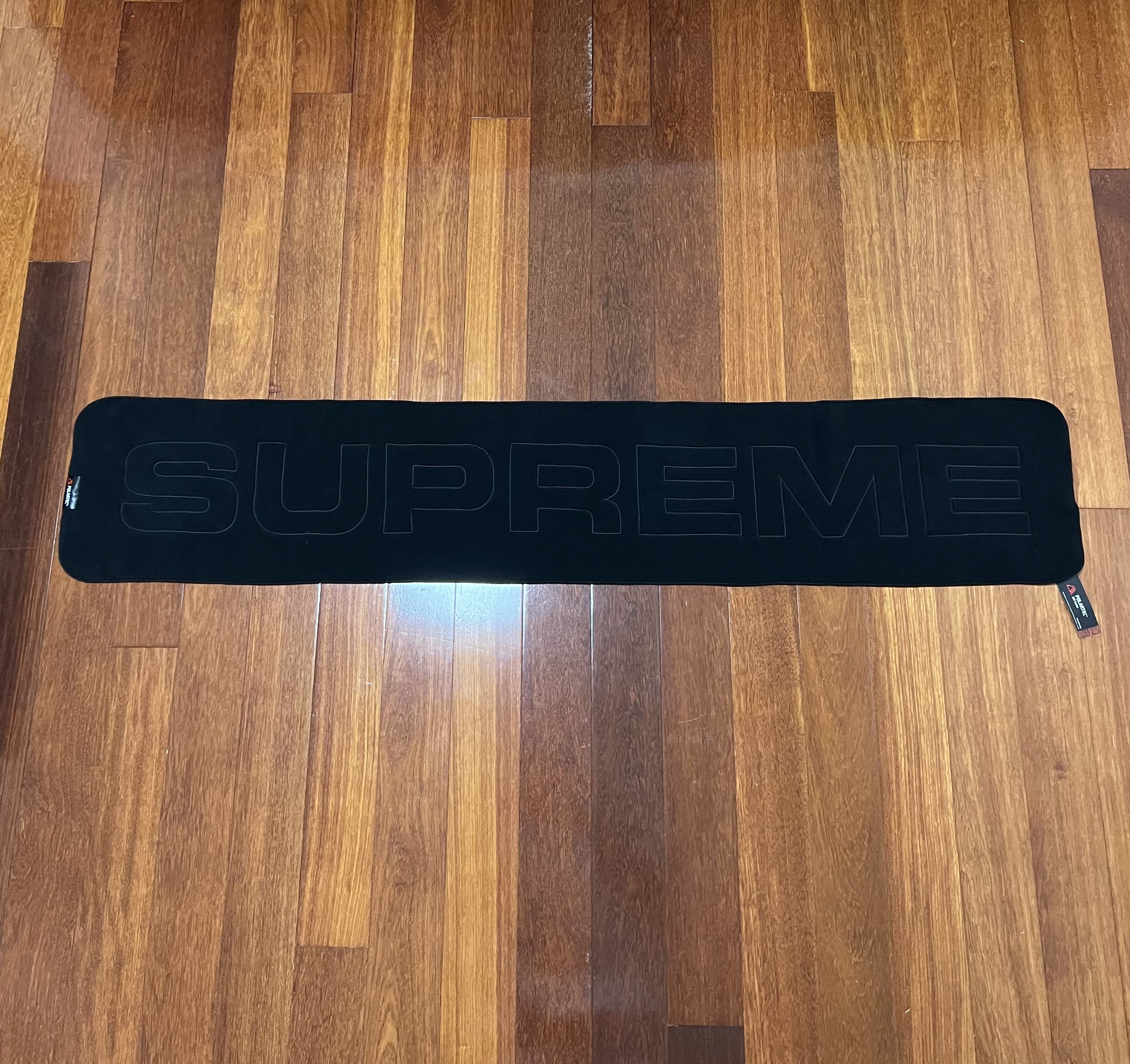 Polartec × Supreme 💚 FW17 Supreme x Polartec Logo Scarf Black NEW Size ONE SIZE - 2 Thumbnail