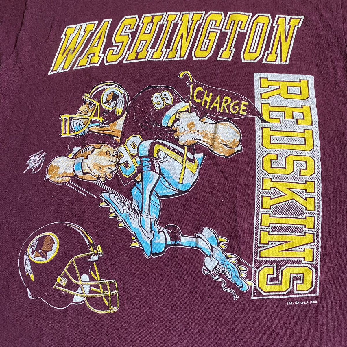 NFL Vintage 80s Washington Redskins Charge Graphic Logo T Shirt Size US M / EU 48-50 / 2 - 3 Thumbnail