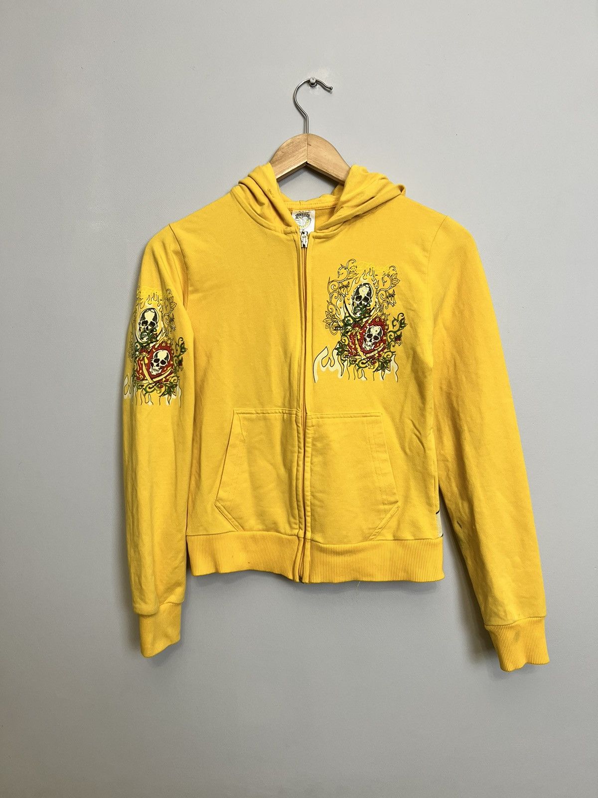 Christian Audigier Vintage Y2K Ed Hardy Skull Flames Ch. Audigier Zip hoodie Size XS / US 0-2 / IT 36-38 - 2 Thumbnail