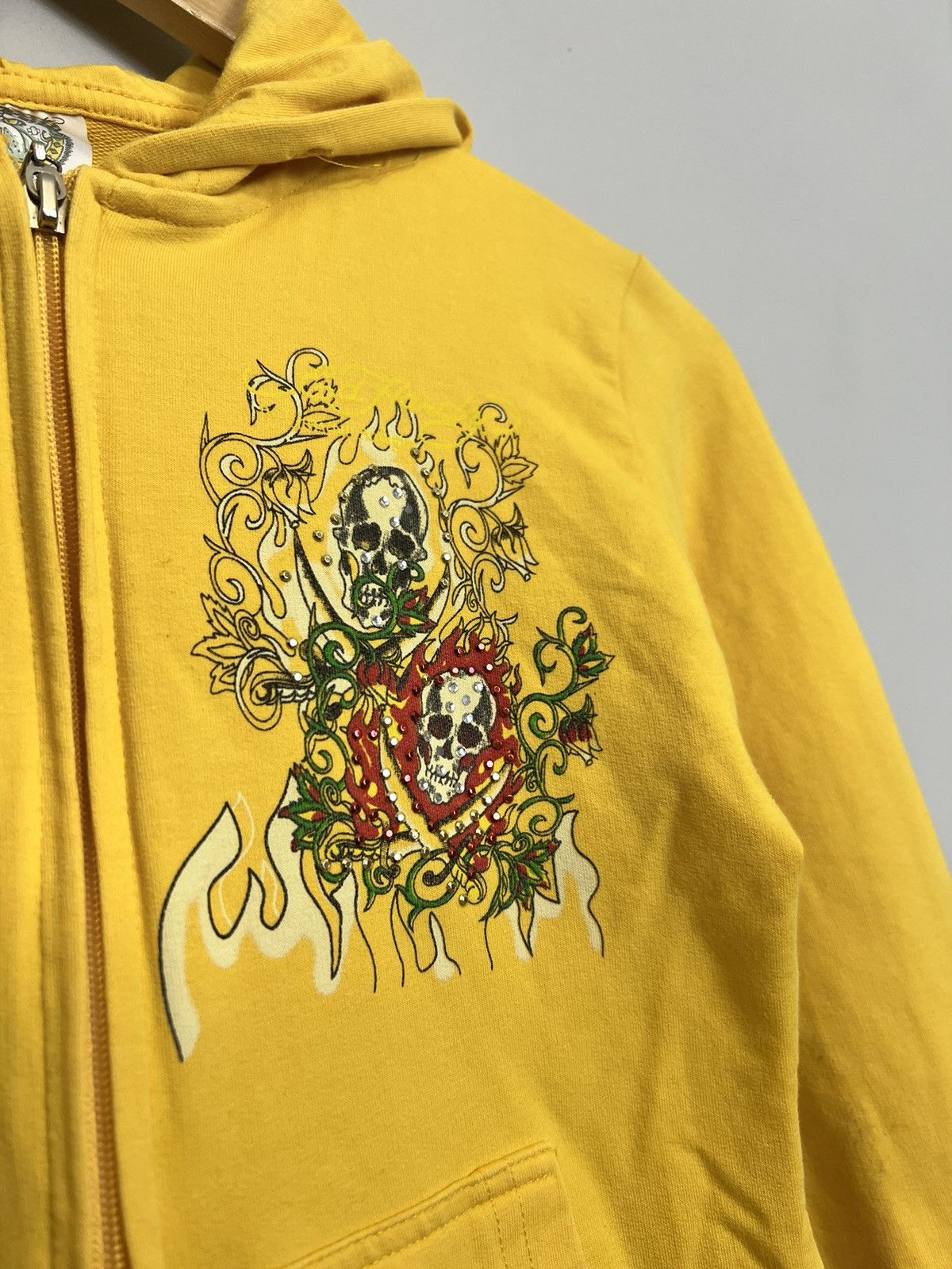 Christian Audigier Vintage Y2K Ed Hardy Skull Flames Ch. Audigier Zip hoodie Size XS / US 0-2 / IT 36-38 - 3 Thumbnail