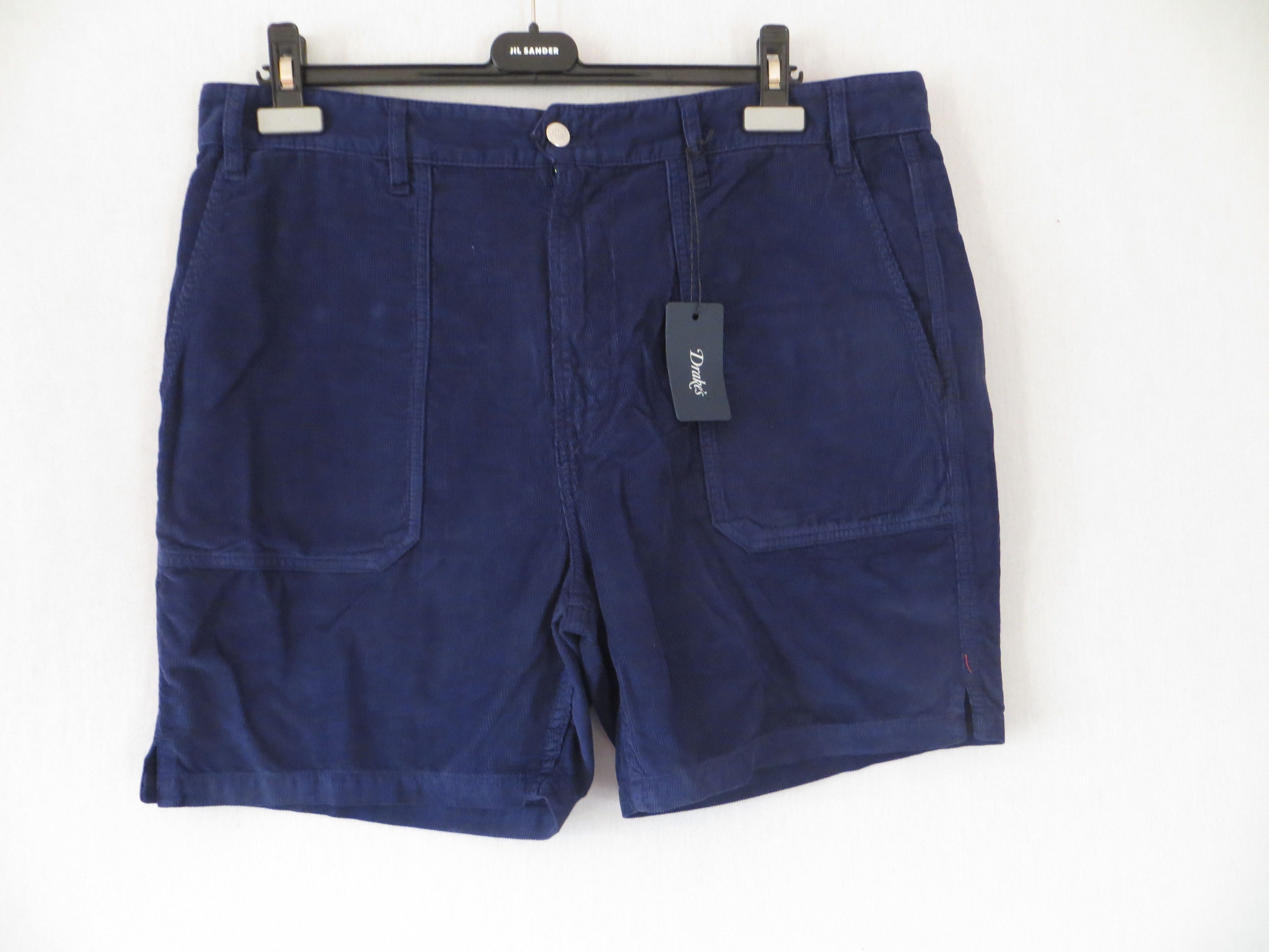 Image of Drakes Blue Fatigue Corduroy Shorts, Men's (Size 31)