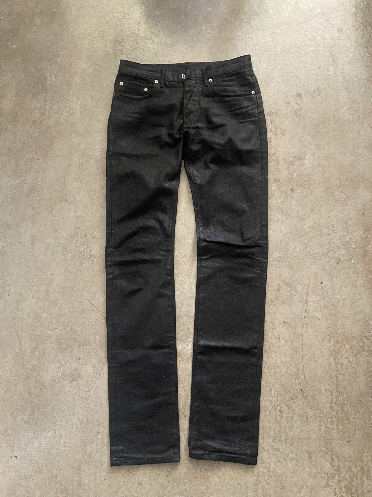 AW07 Dior Homme Waxed Denim Jeans Black
