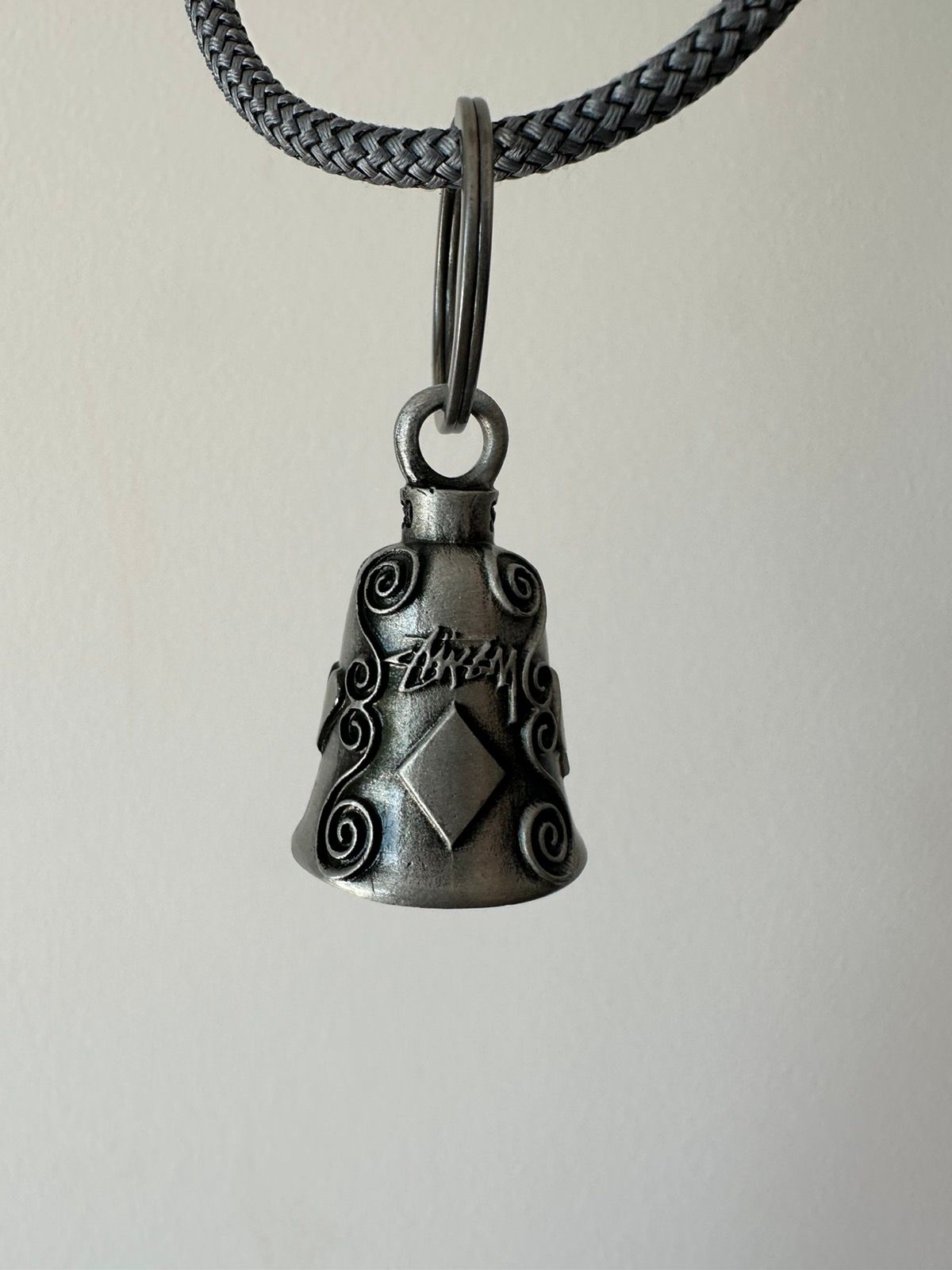 Pre-owned Stussy X Vintage Stussy Guardian Bell Keychain In Silver
