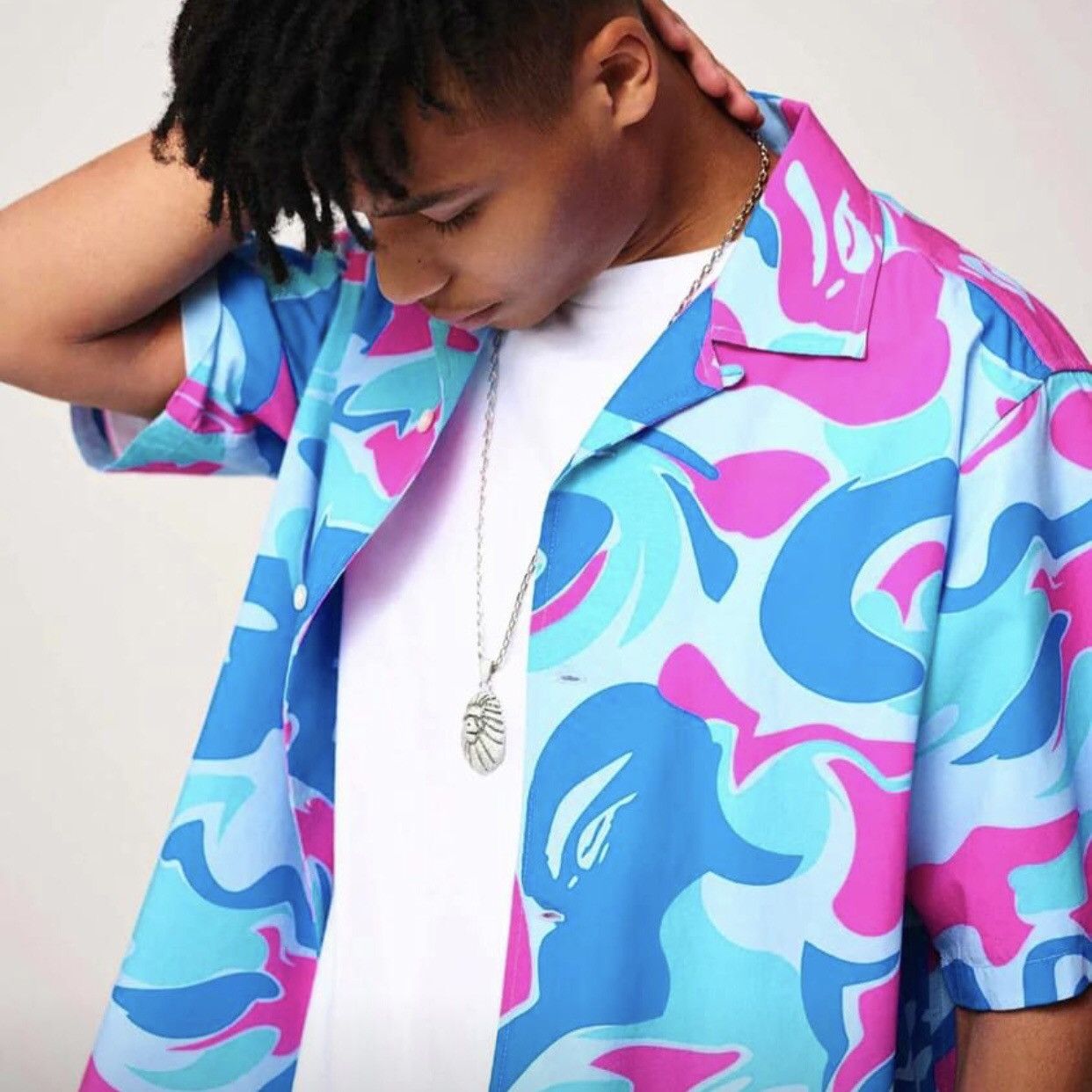 Bape MARBLE CAMO OPEN COLLAR SHIRT Size US S / EU 44-46 / 1 - 6 Thumbnail