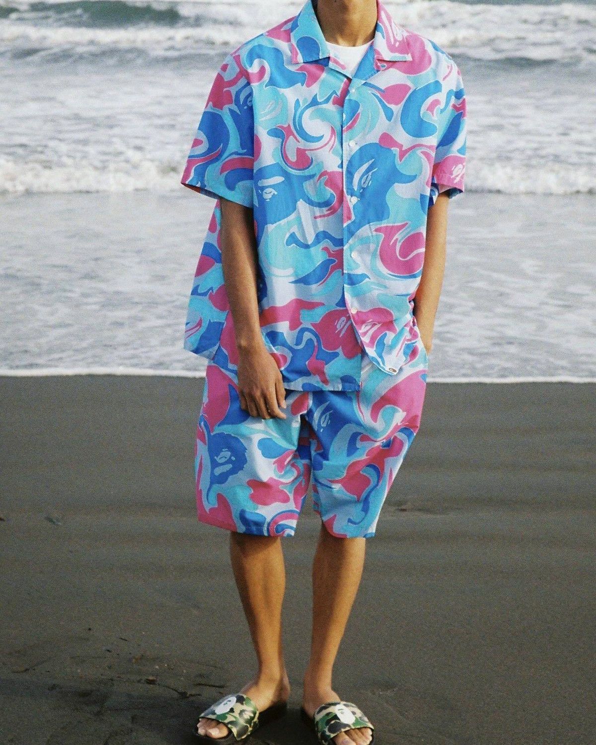 Bape MARBLE CAMO OPEN COLLAR SHIRT Size US S / EU 44-46 / 1 - 4 Thumbnail