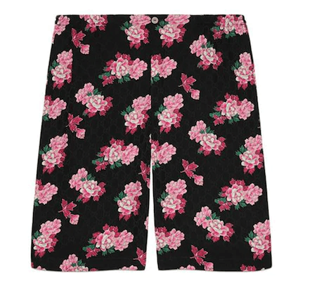 Gucci Peony Print Silk Shorts