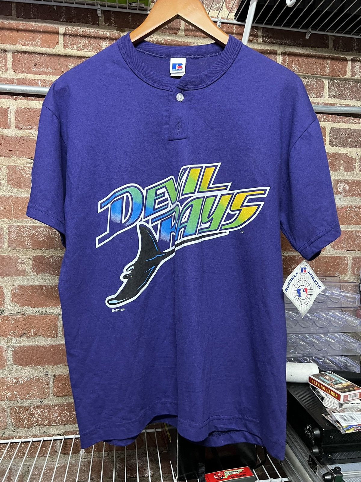 Russell Athletic, Shirts, Vintage Usa Made Russell Athletic Tampa Bay Devil  Rays Mlb Jersey Xl