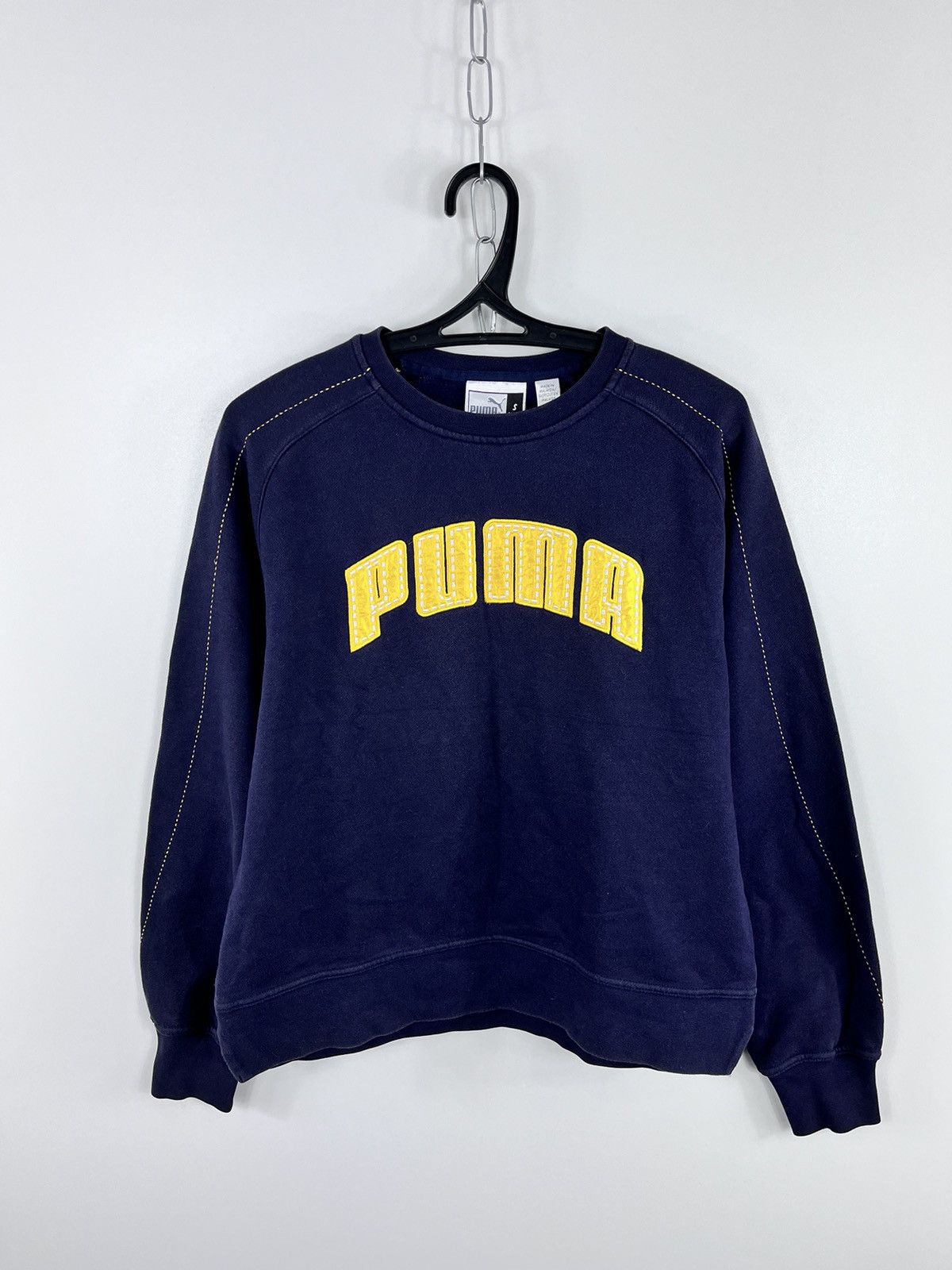 Puma × Vintage Vintage 90’s Puma Big Logo Sweatshirt Navy Size S Size US S / EU 44-46 / 1 - 1 Thumbnail