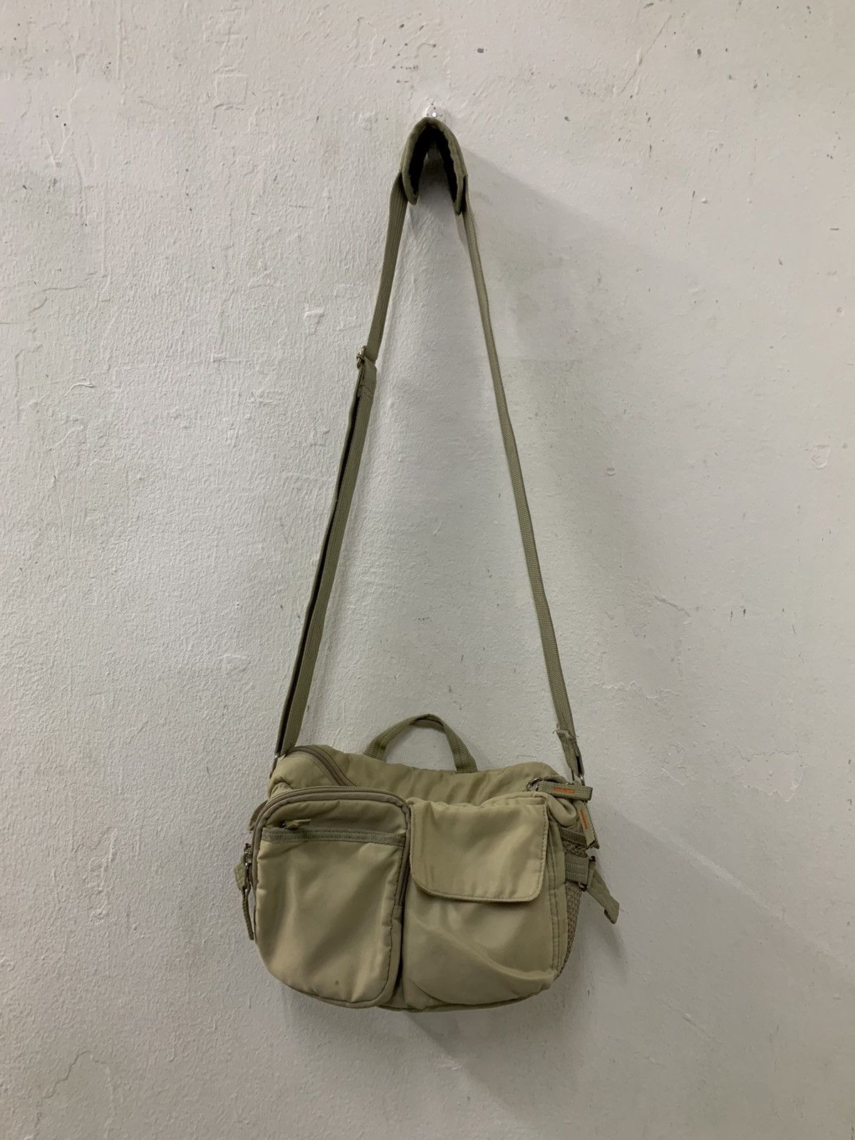 Japanese Brand Sling Bag Nylon Faded Olive Size ONE SIZE - 1 Thumbnail