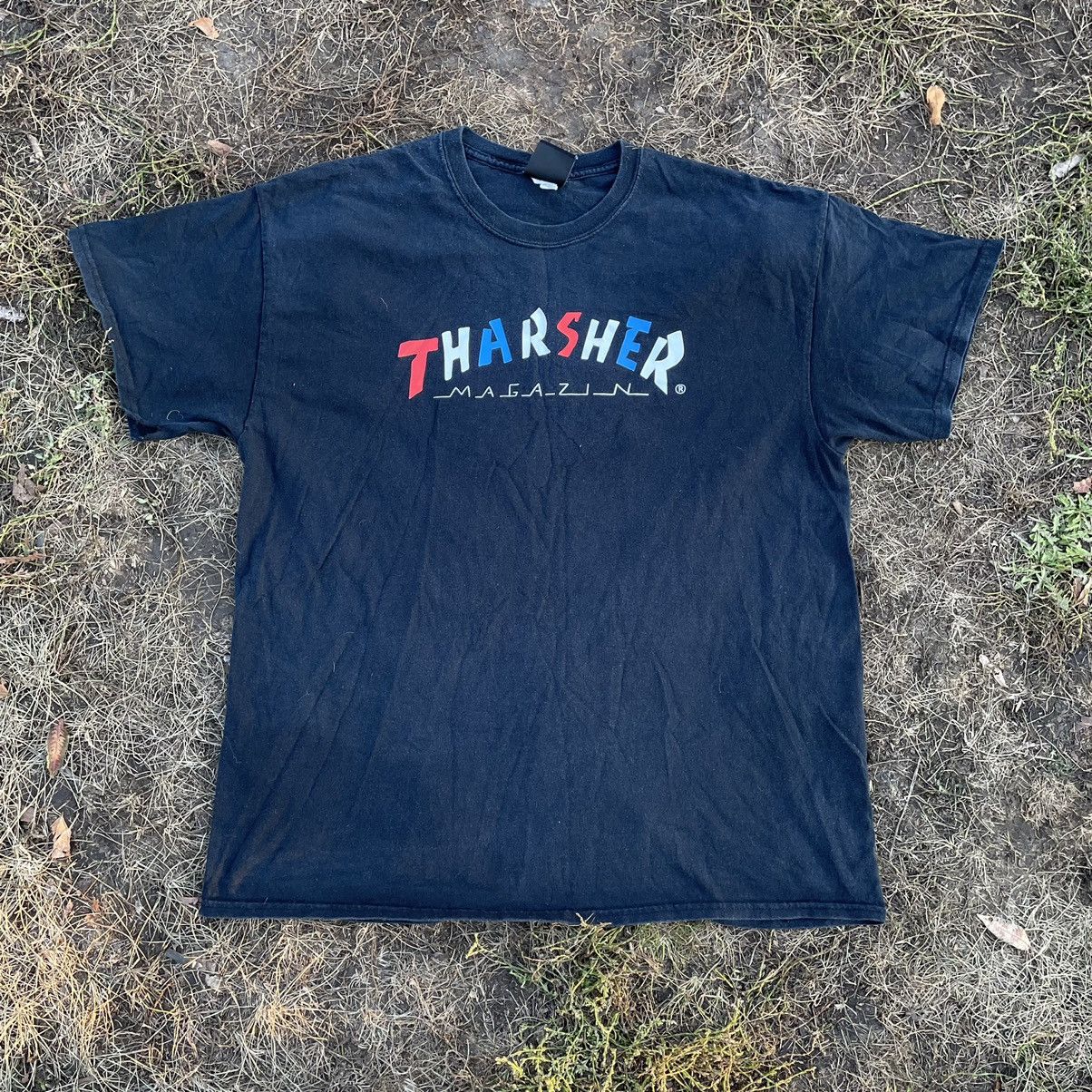 image of Skategang x Vintage Y2K Thrasher Random Logo Skate Wear Sun Faded, Men's (Size XL)