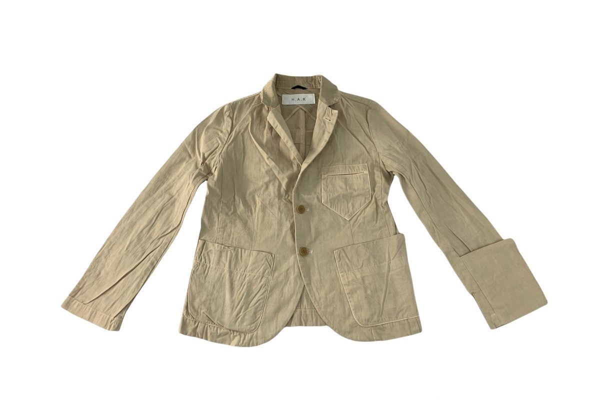 image of Vintage H.a.k Thick Coat Blazer Made In Japan Big Pocket in Beige, Women's (Size Medium)