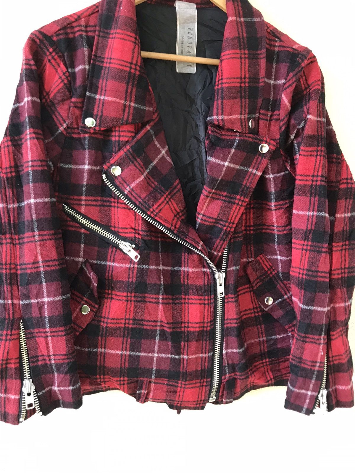 Japanese Brand Seditionaries bondage zipper checkered Biker Punk Jacket Size US M / EU 48-50 / 2 - 2 Thumbnail