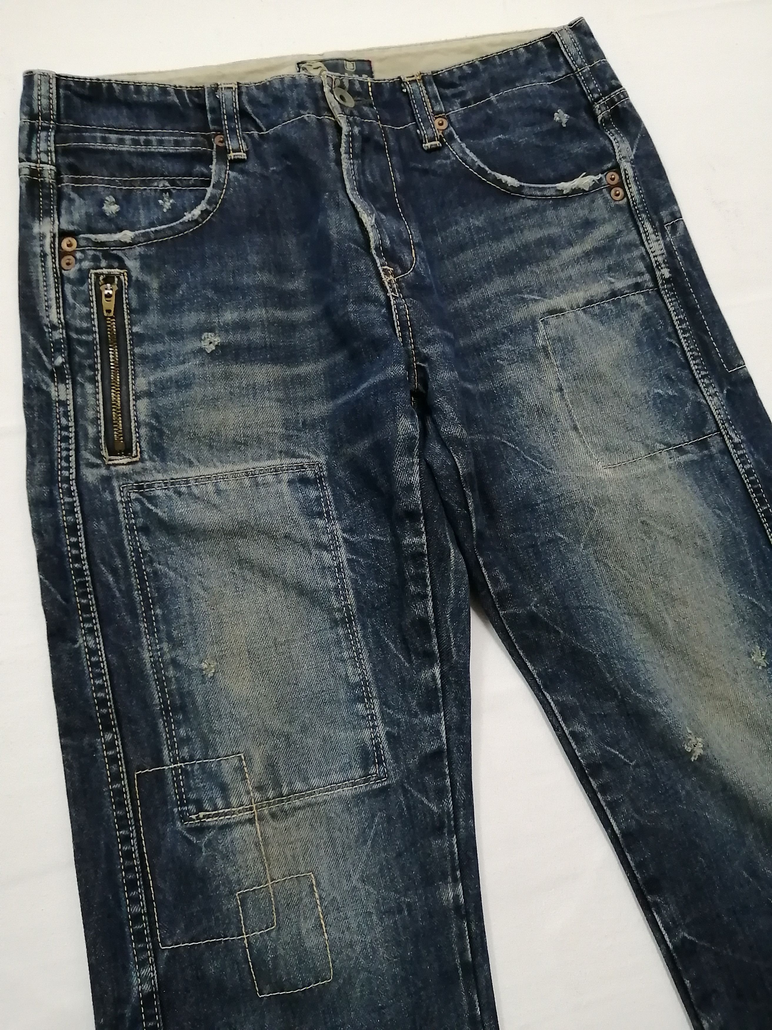 Japanese Brand Blue Blue Japan Zipper Style Design Distressed Jeans Size US 31 - 7 Thumbnail